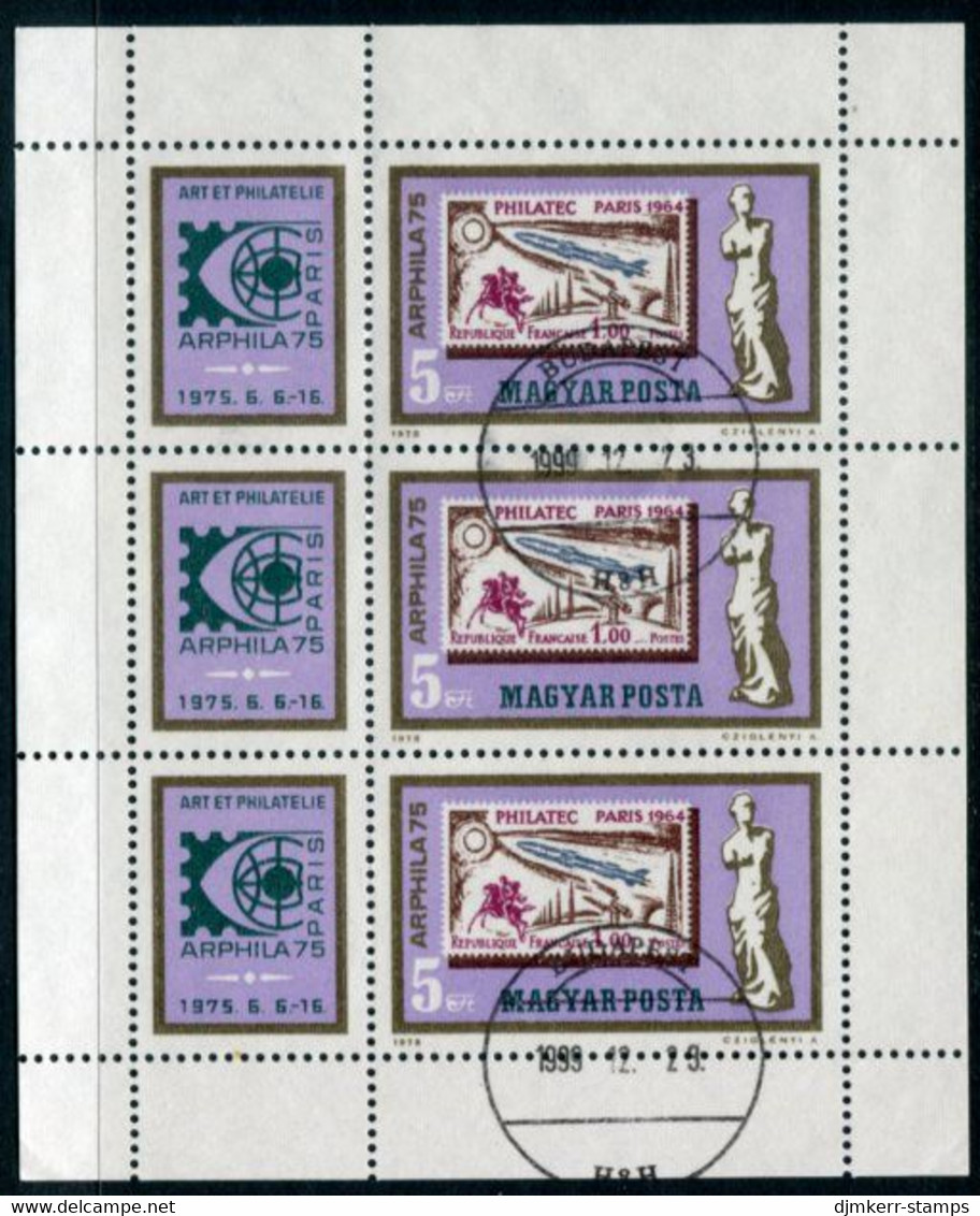 HUNGARY 1975 ARPHILA Stamp Exhibition Sheetlet Used.  Michel 3043 Kb - Used Stamps