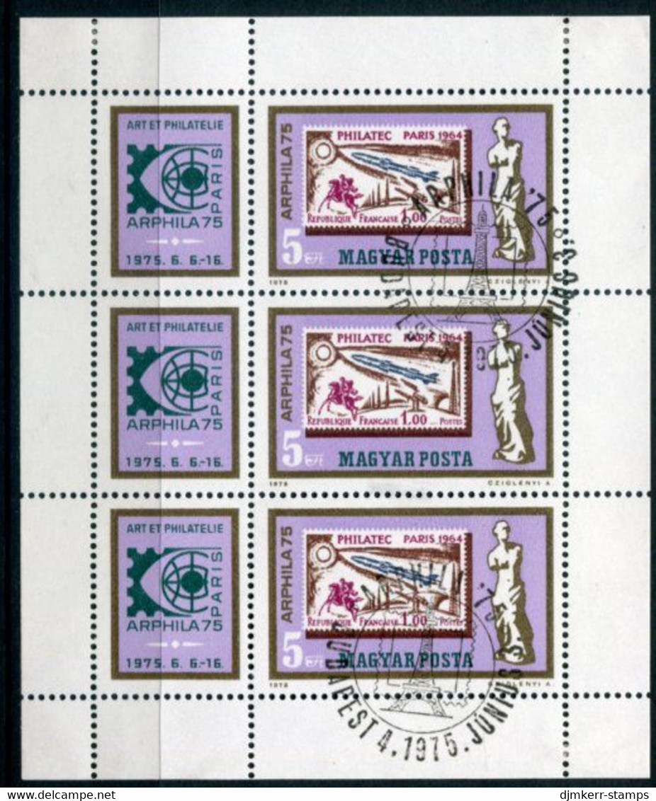 HUNGARY 1975 ARPHILA Stamp Exhibition Sheetlet Used.  Michel 3043 Kb - Blocks & Sheetlets