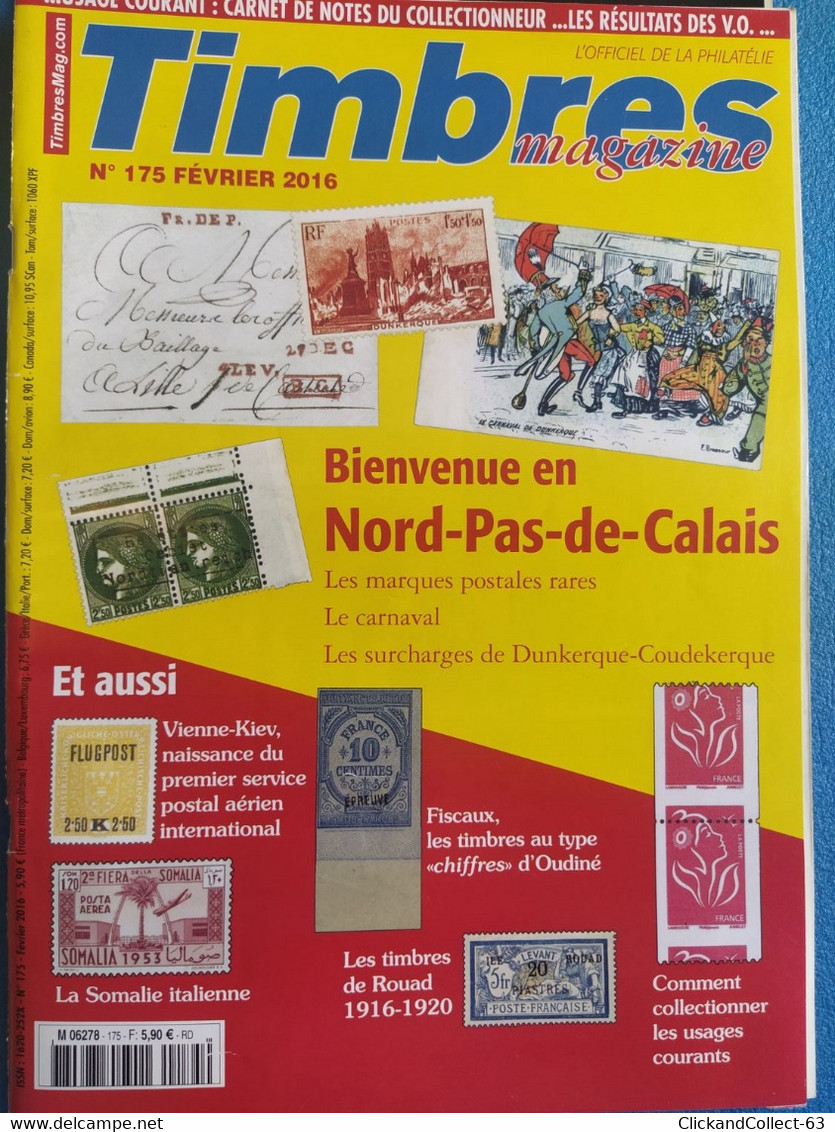 7 NUMÉROS DE TIMBRES MAGAZINE 2015 N°168/176 - Francese