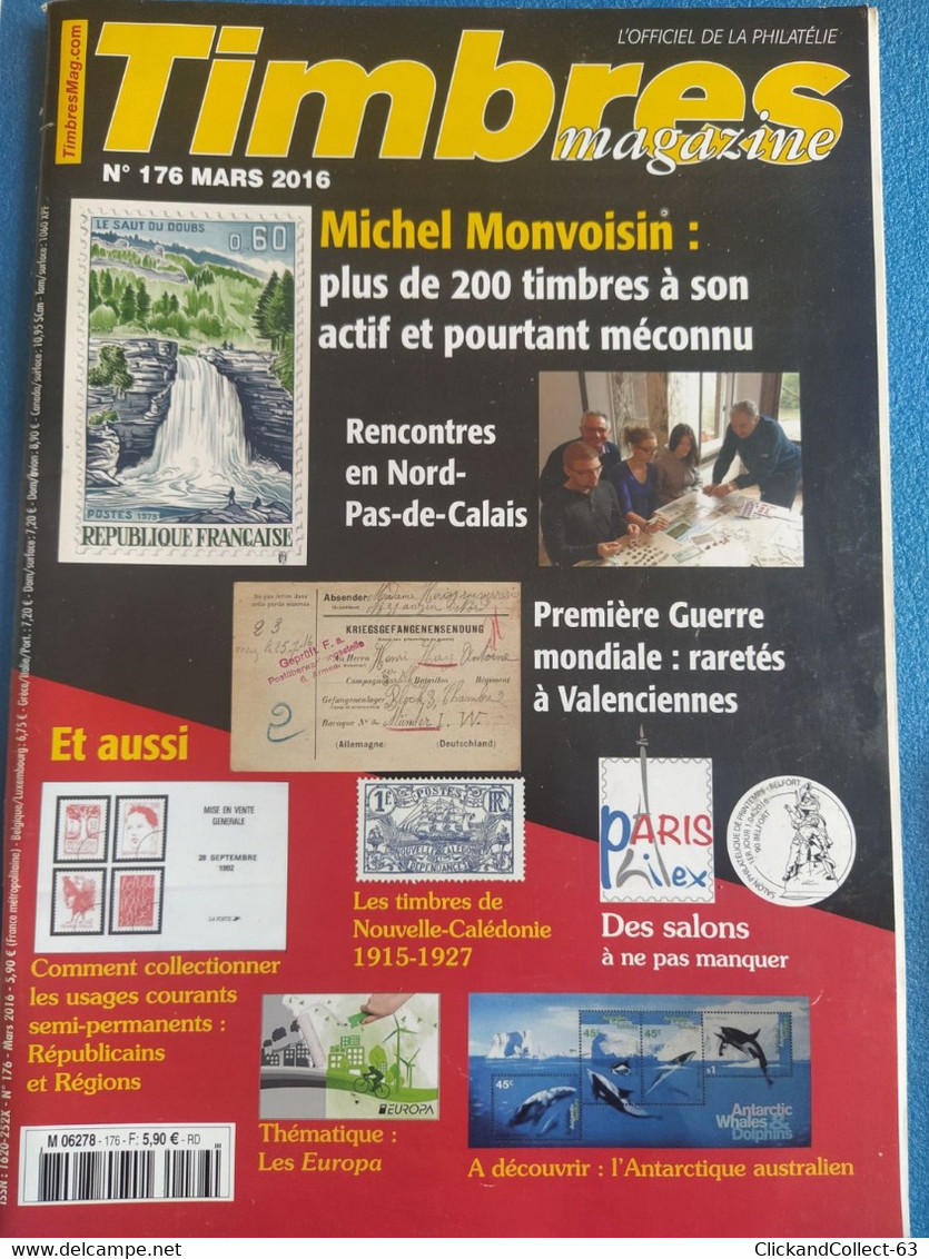 7 NUMÉROS DE TIMBRES MAGAZINE 2015 N°168/176 - Francese