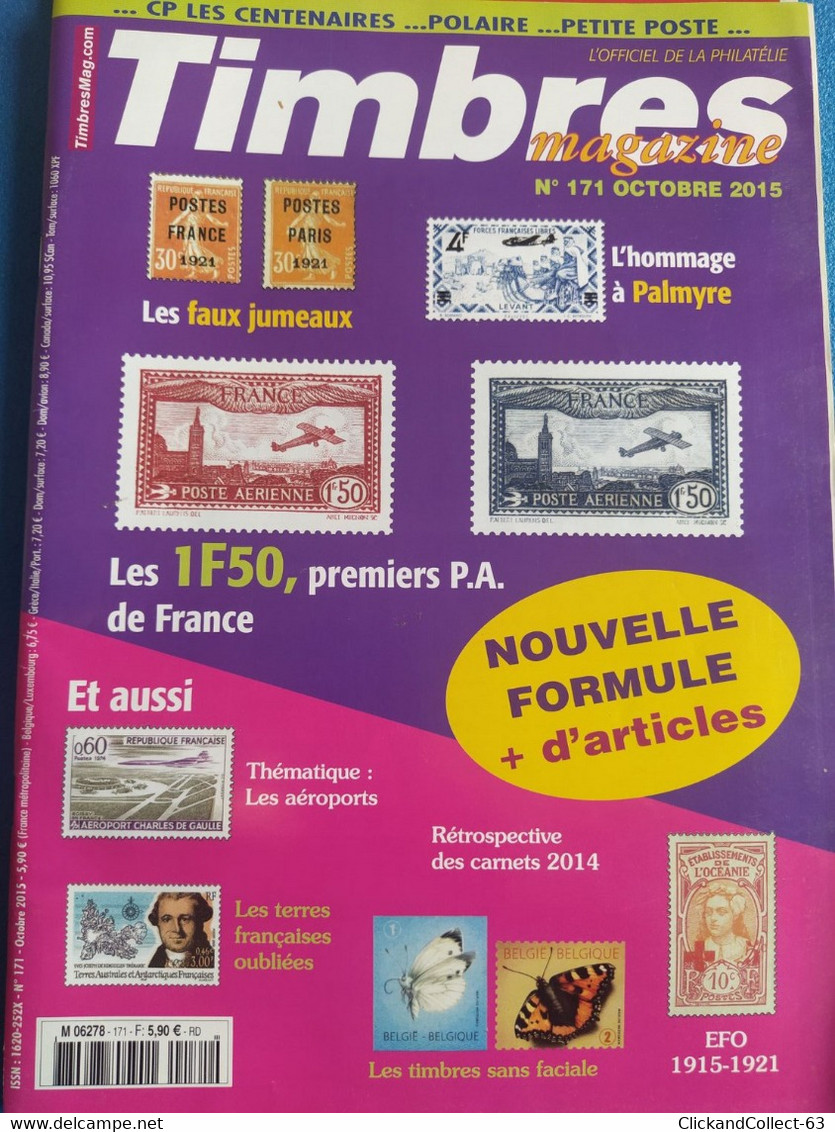 7 NUMÉROS DE TIMBRES MAGAZINE 2015 N°168/176