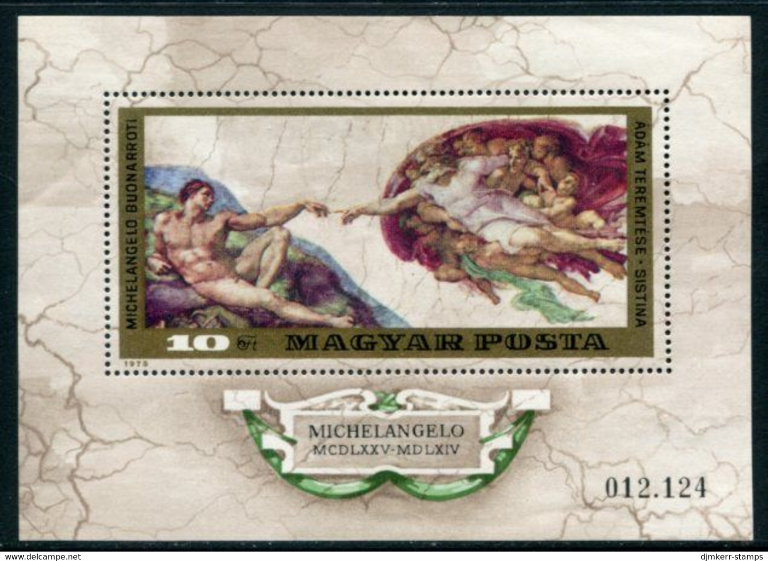 HUNGARY 1975 Michelangelo Quincentenary Block MNH / **.  Michel Block 110 - Neufs