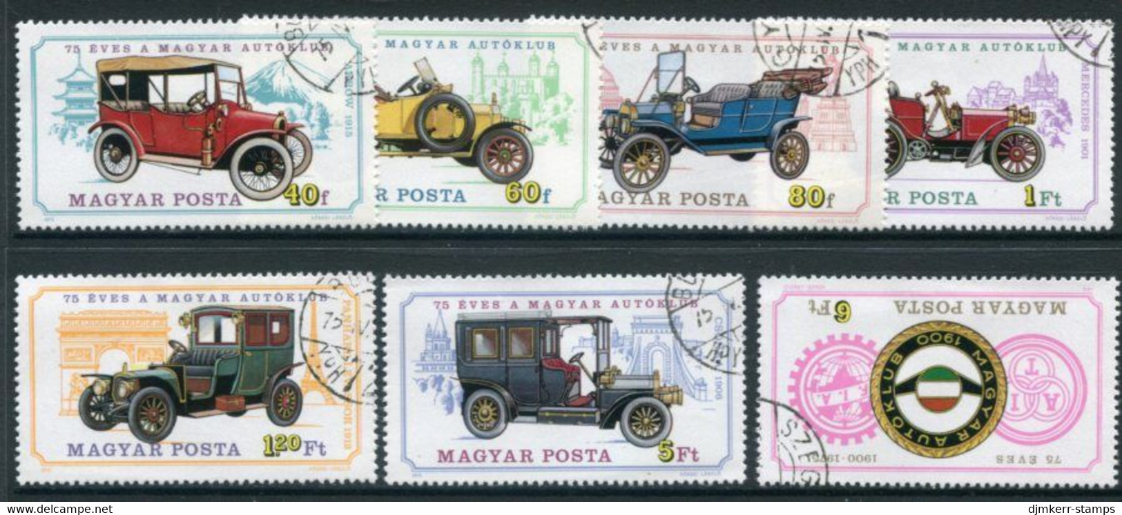 HUNGARY 1975 75th Anniversary Of Autoclub: Vintage Cars Used.  Michel 3031-37 - Gebraucht