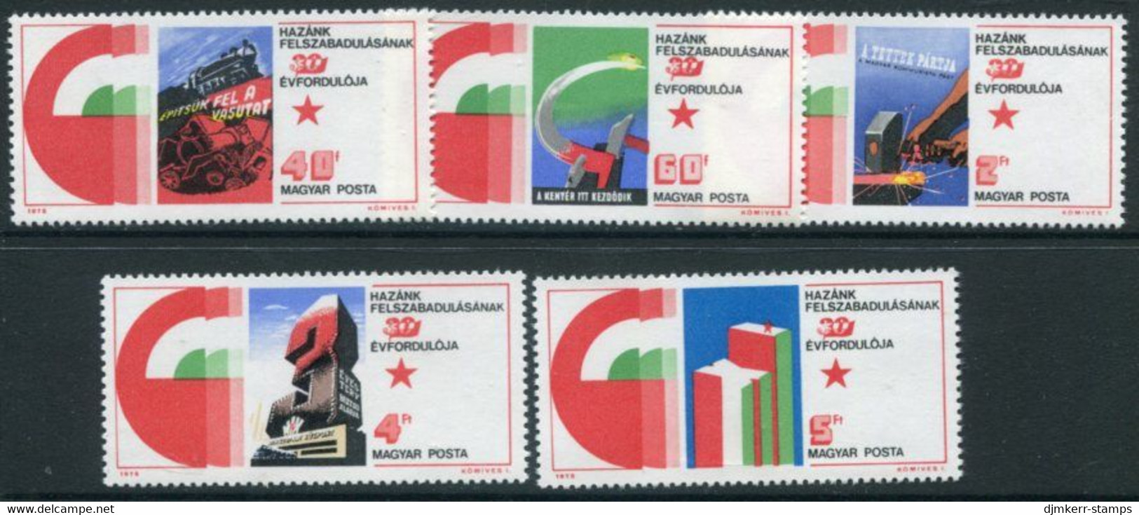 HUNGARY 1975 30th Anniversary Of Liberation MNH / **.  Michel 3026-30 - Unused Stamps
