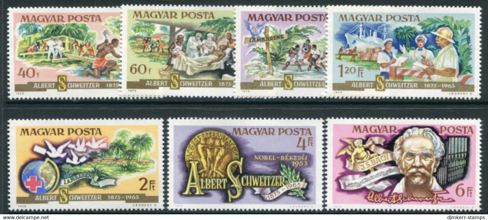 HUNGARY 1975 Schweitzer Centenary MNH / **.  Michel 3014-20 - Unused Stamps