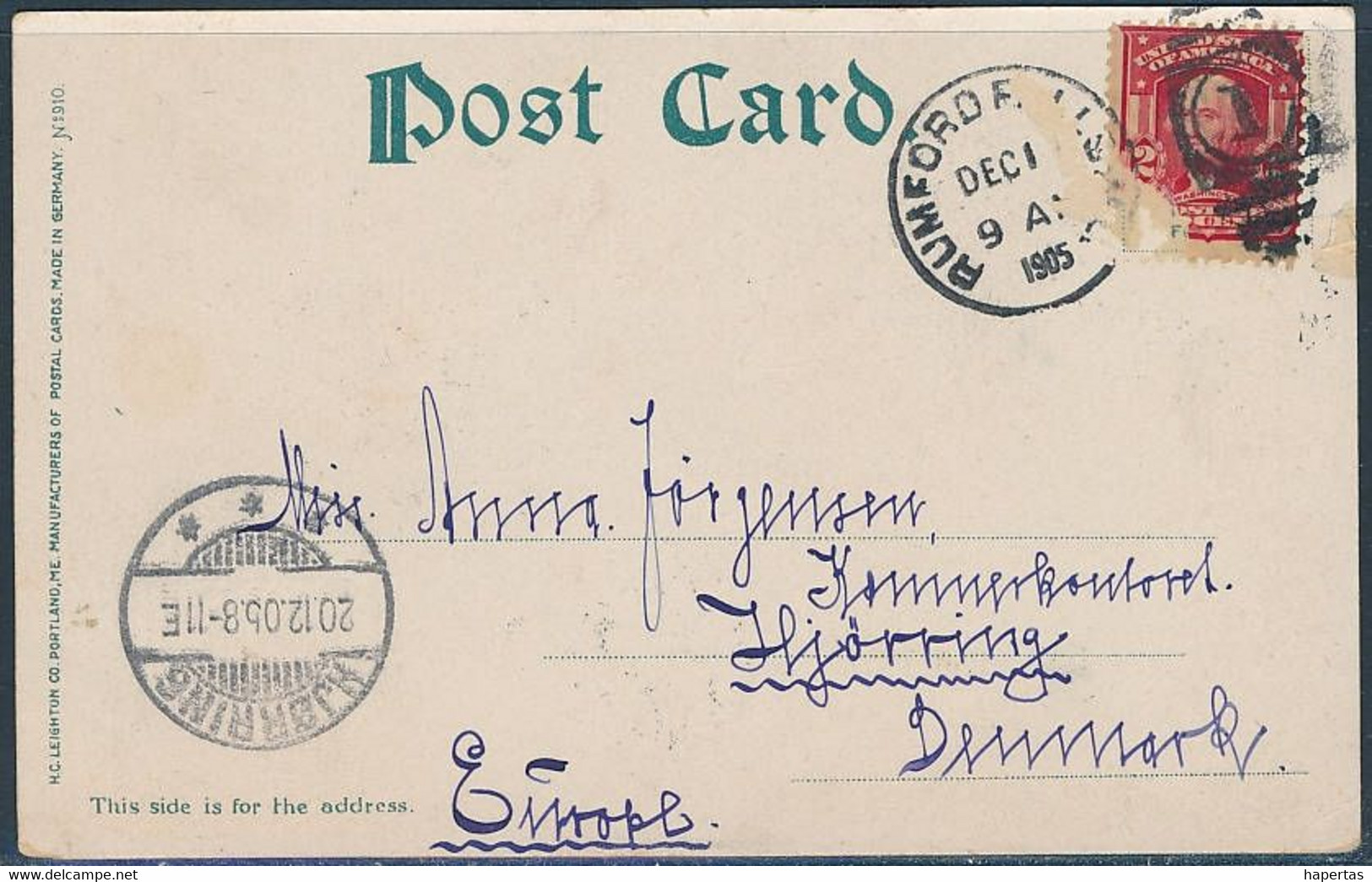 Adirondack Mountains, A Private Camp / Postmark - Posted 1905, Rumford Falls - Adirondack