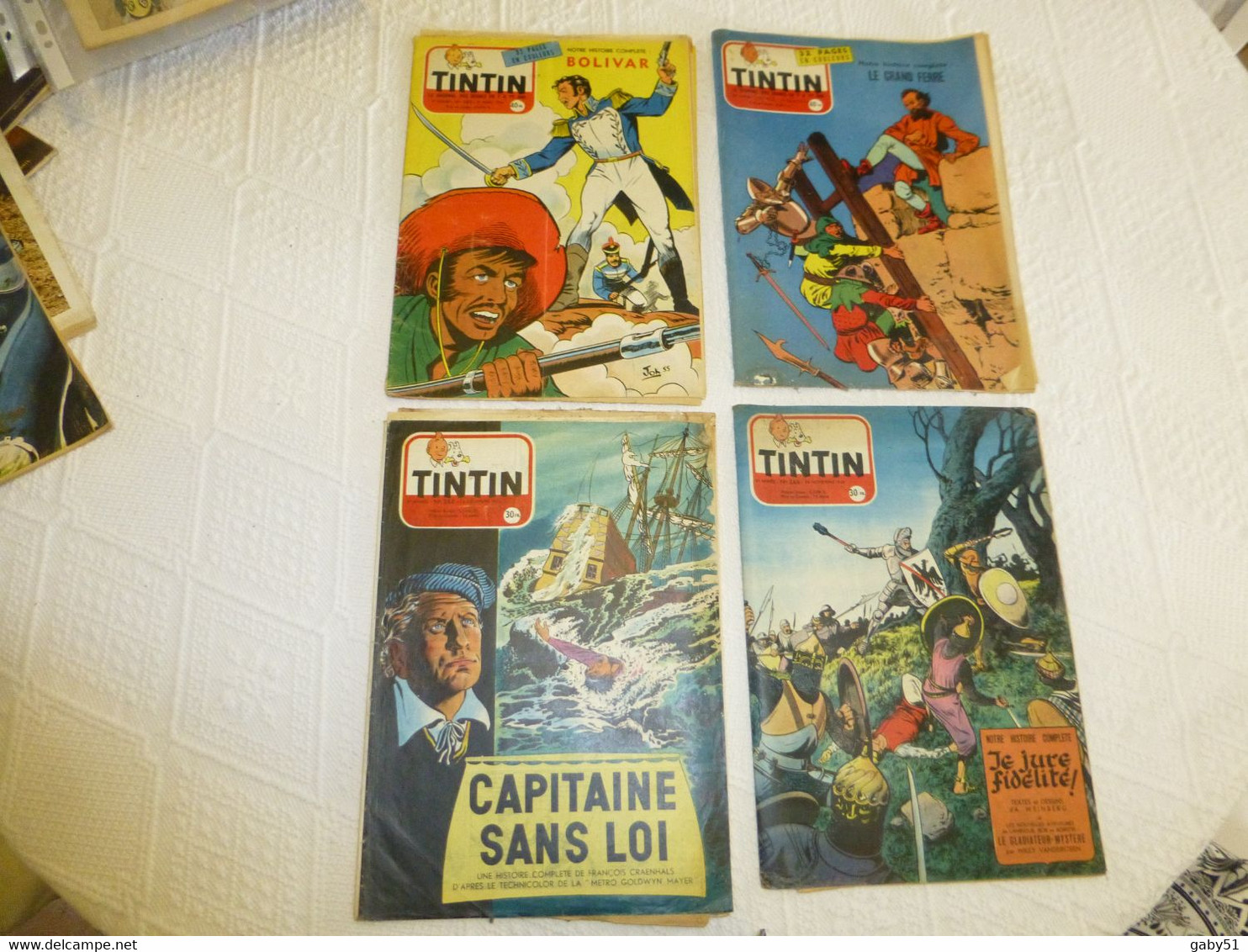 TINTIN Lot De 5 Numéros 1953-57 ; N°268, 266, 385, 386, 452  ; REV 05 - Tintin