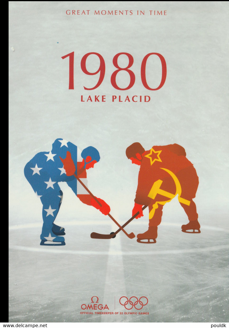 Mint Modern A5 Sized Postcard From Omega: Olympic Games In 1980 Lake Placid - Icehockey (LAR10-58A) - Giochi Olimpici