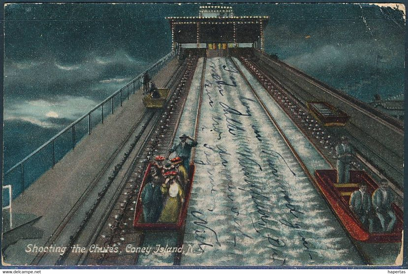 Shooting The Chute's, Coney Island, N.Y. / Luna Park, Amusement Ride - Posted 1907 - Plaatsen & Squares