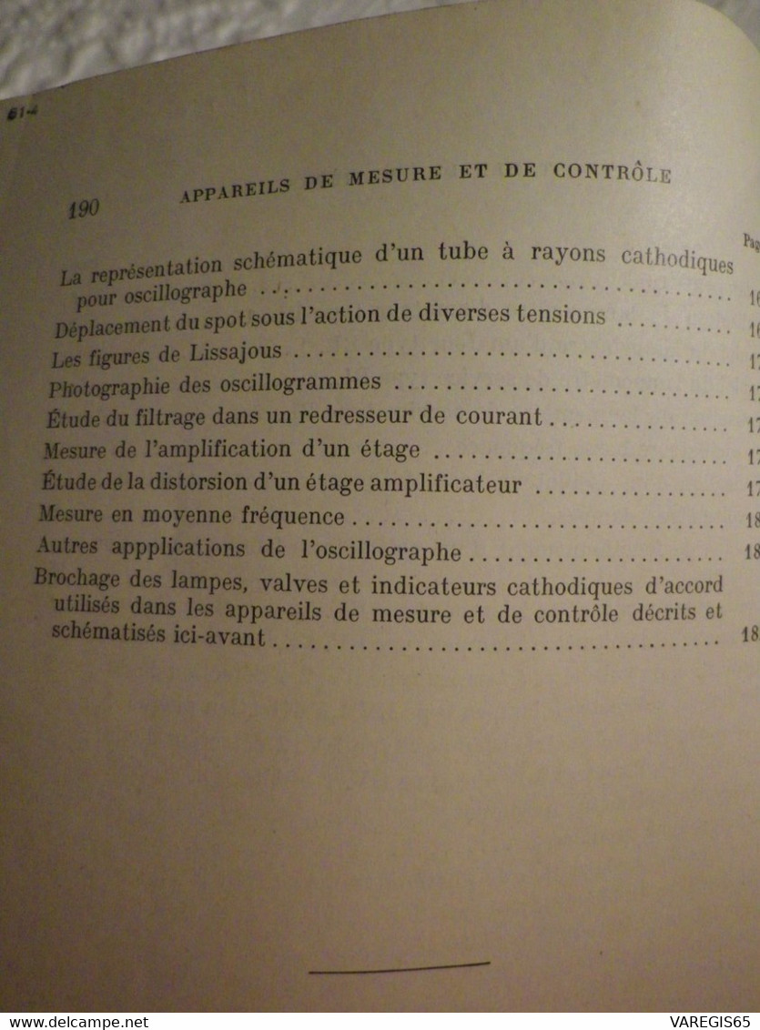 LES APPAREILS DE MESURE ET DE CONTROLE - RADIO ELECTRICIENS ET SANS FILISTES - PAR A. BRANCARD - EDITION 1951 CHEZ DUNOD