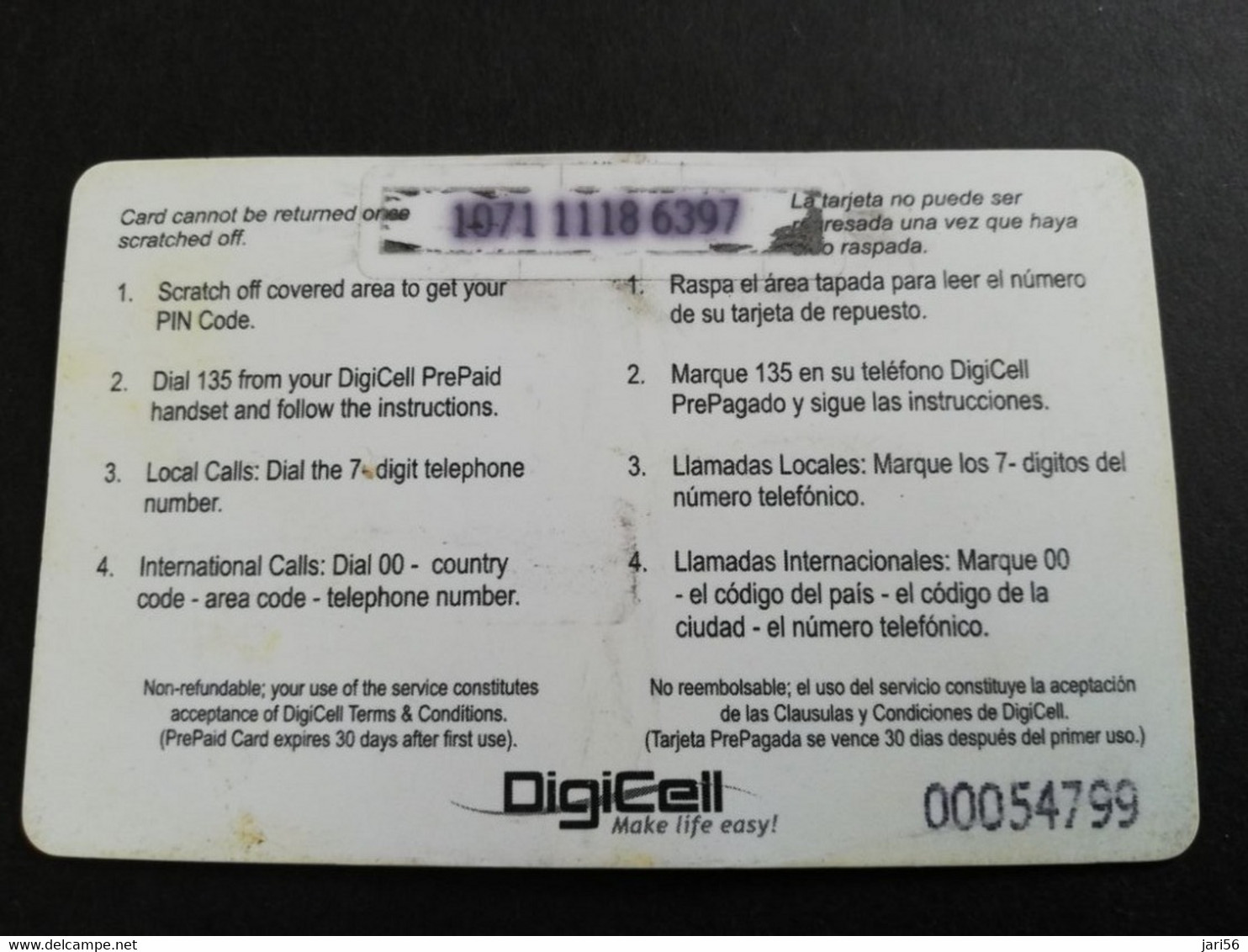 BELIZE Prepaid Card $20,-  DIGICEL/MAKE LIFE EASY   PREPAID   BTL    Fine Used Card  **5702** - Belice