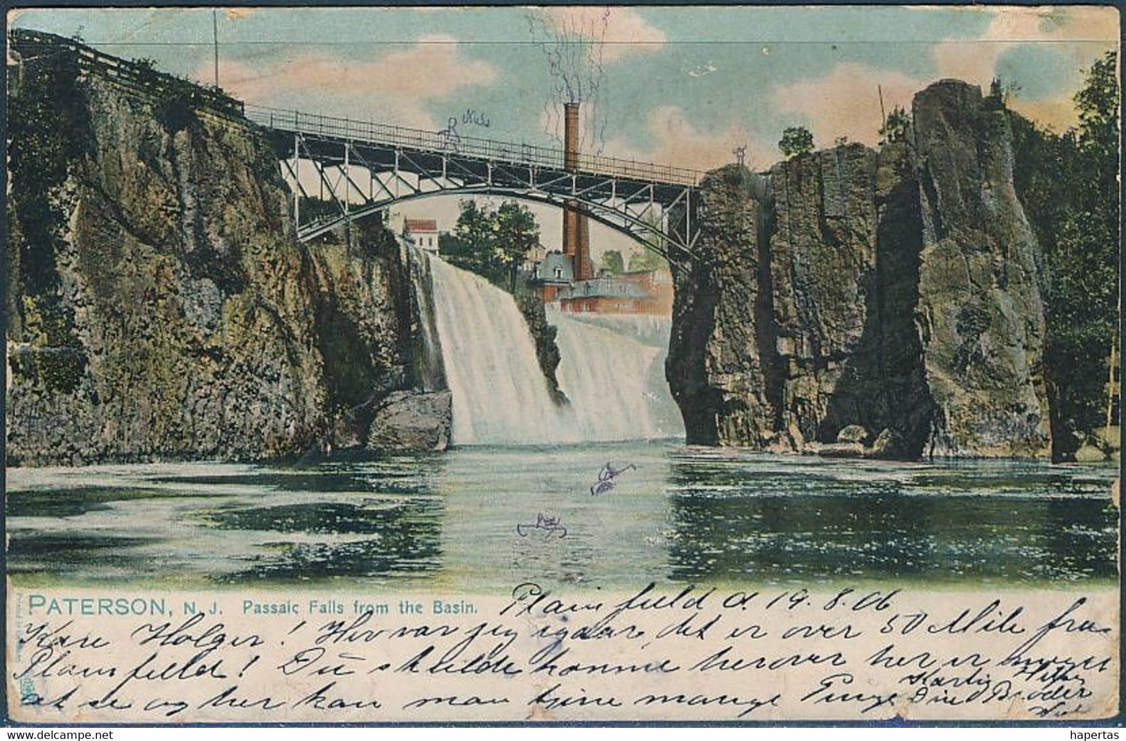 Paterson, N.J., Passaic Falls From The Basin - Posted 1906, Undivided Back - Paterson