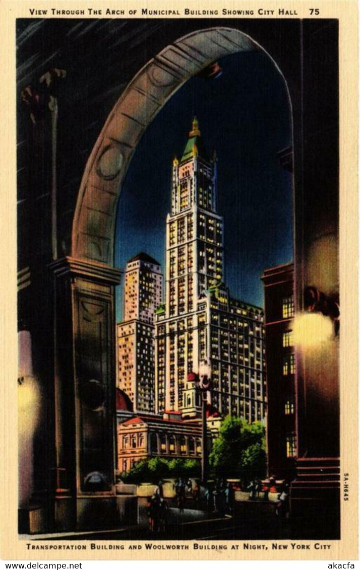 CPA AK Transportation Bldg&Woolworth Bldg At Night NEW YORK CITY USA (790116) - Transportmiddelen