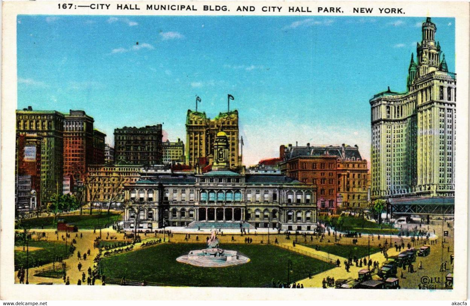 CPA AK City Hall Municipal Building&City Hall Park NEW YORK CITY USA (790297) - Parques & Jardines