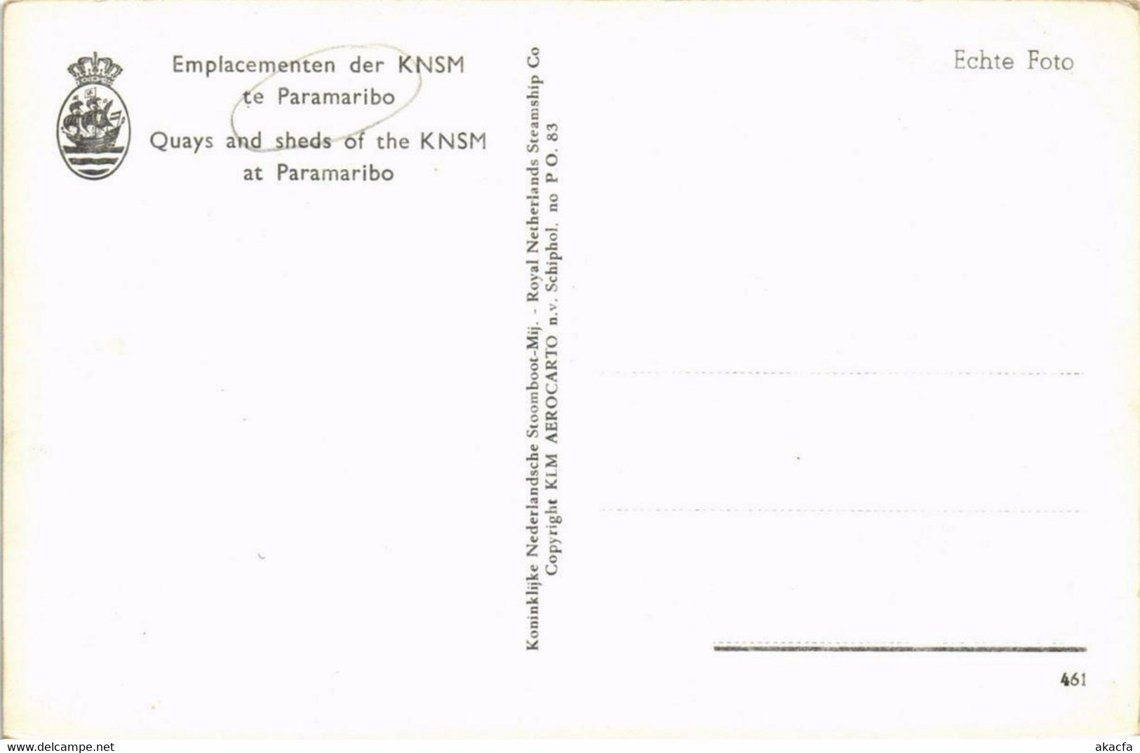 CPM AK Emplacementen Der KNSM Te PARAMARIBO SURINAME (750439) - Suriname