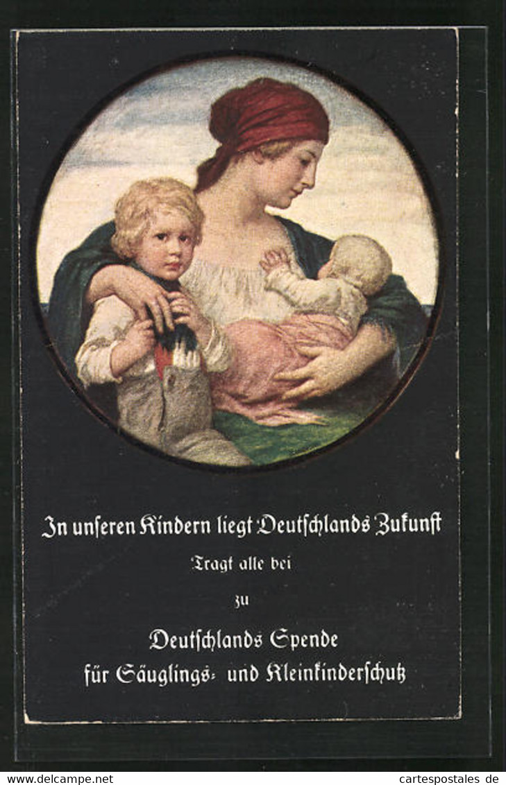 Künstler-AK Ludwig Von Zumbusch: Deutschlands Spende Für Säuglings- Und Kinderschutz Bayern, Mutter Mit Sohn Und Ba - Zumbusch, Ludwig V.