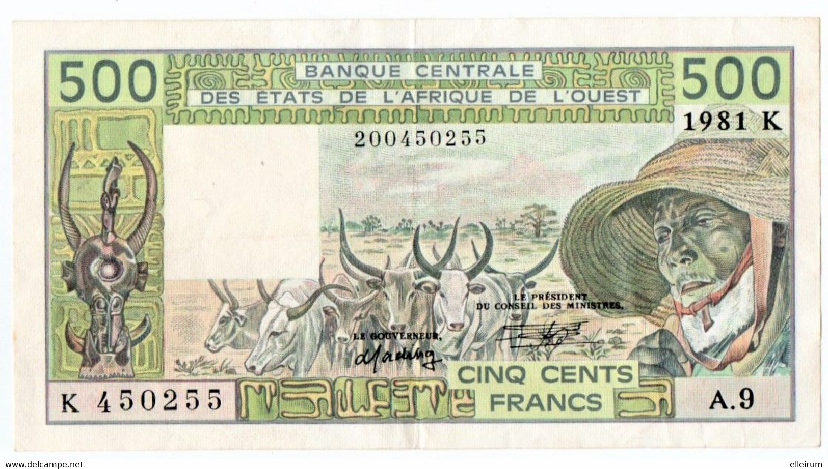 BILLET. BANQUE CENTRALE Des ETATS De L'AFRIQUE De L'OUEST. 500 Frs.1981 - Westafrikanischer Staaten