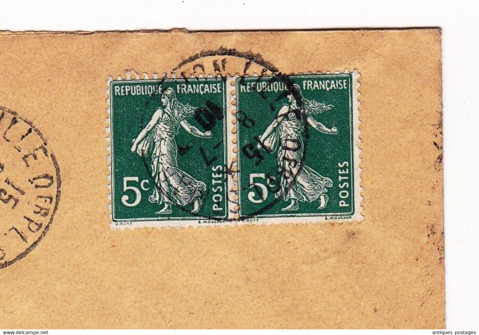 Lettre Paire Semeuse 5c Lille Nord Place Saint-Martin 1910 Maurice Gand Avocat - 1903-60 Sower - Ligned