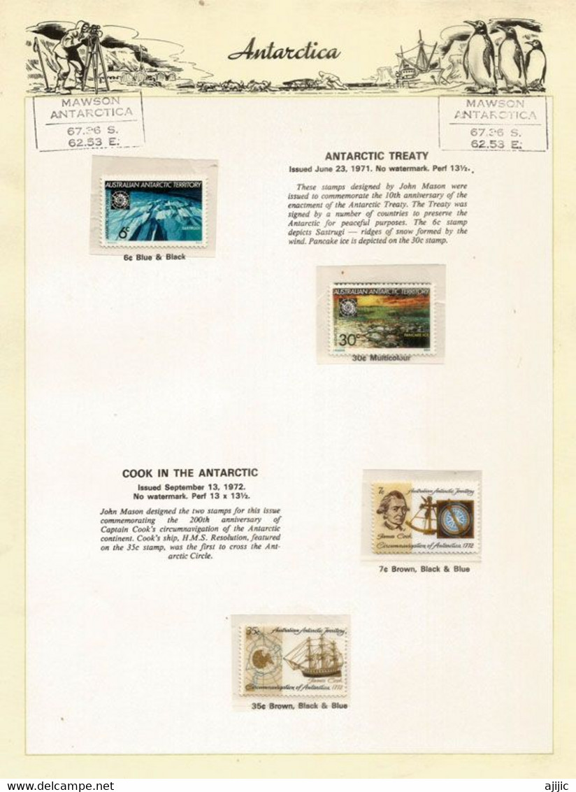 Antarctic Treaty / Captain Cook In Antarctica. On Official Presentation Sheet (Mawson Base AAT) Mint ** MNH - Traité Sur L'Antarctique