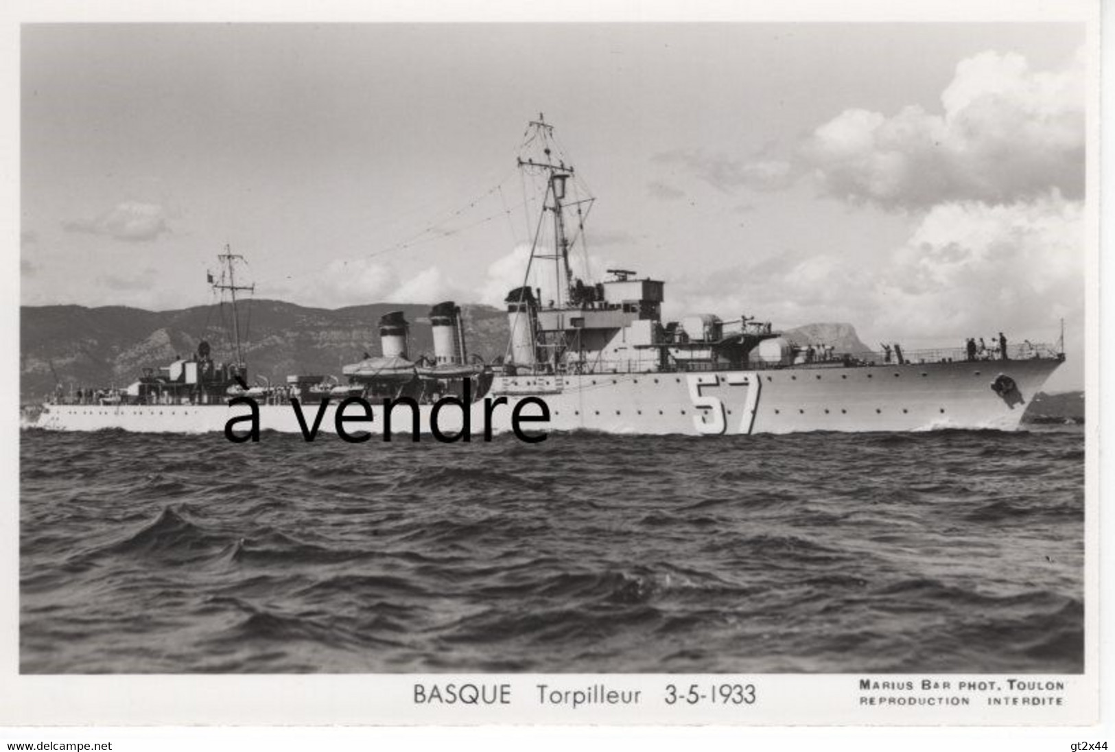 BASQUE  Torpilleur  3-5-1933 - Warships