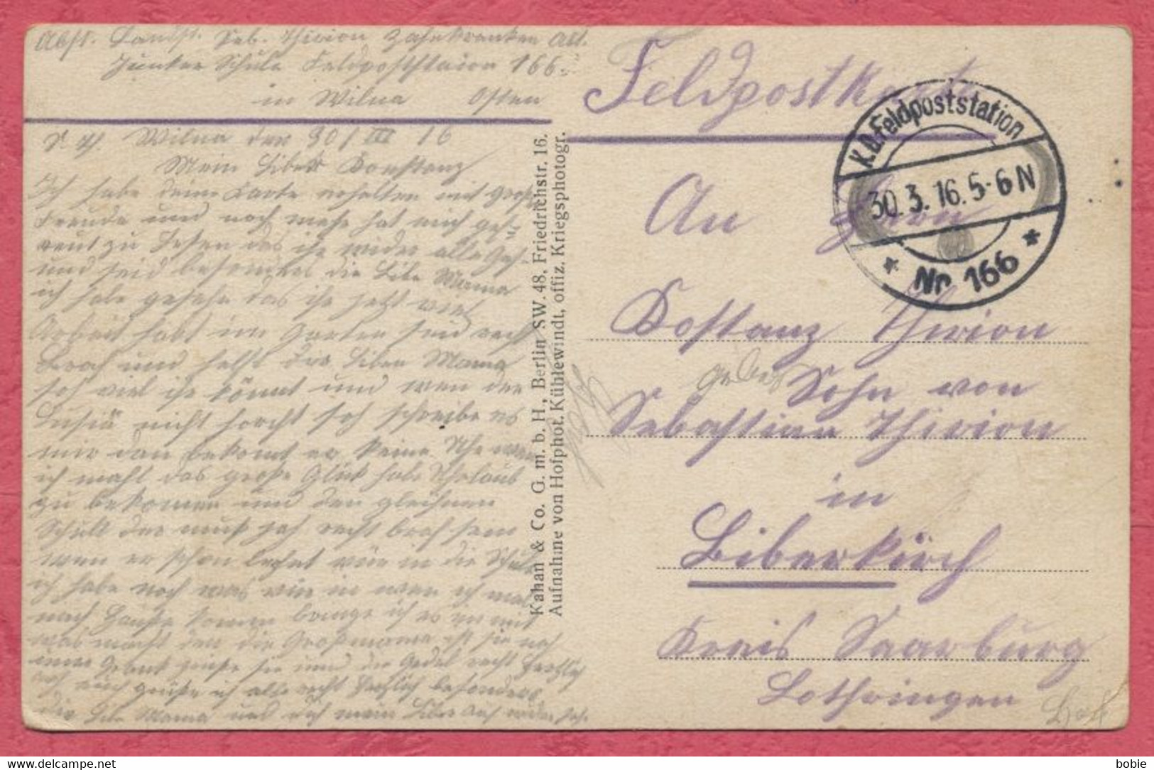 Wilna Vilnius Lietuva Baltikum :Stimmungsbild - Feldpost  Krieg 14 - 18 / Militär Stempel " Feldpoststation Nr 166 " - Litouwen