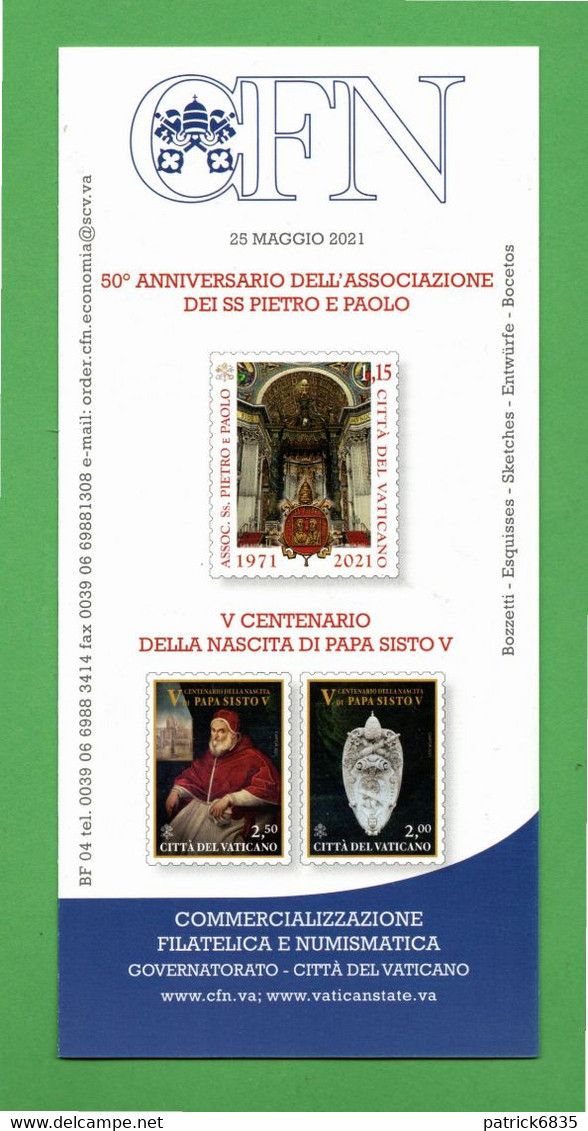 Vaticano - 2021 - Bollettino. Ufficiale. SS PIETRO E PAOLO - NASCITA Di PAPA SISTO V.  25/05///2021. - Lettres & Documents