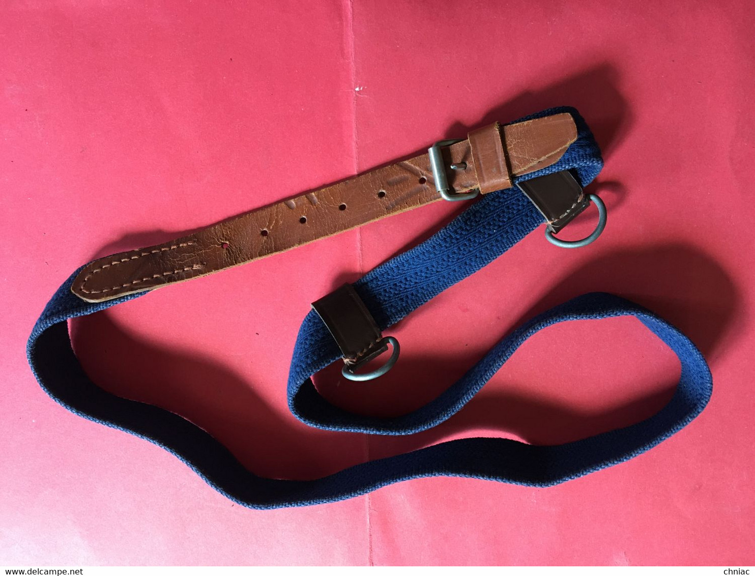 CEINTURE MILITAIRE PORTE-DAGUE OU PORTE-EPEE EN CUIR ET TISSU – TRES BON ETAT - Messen