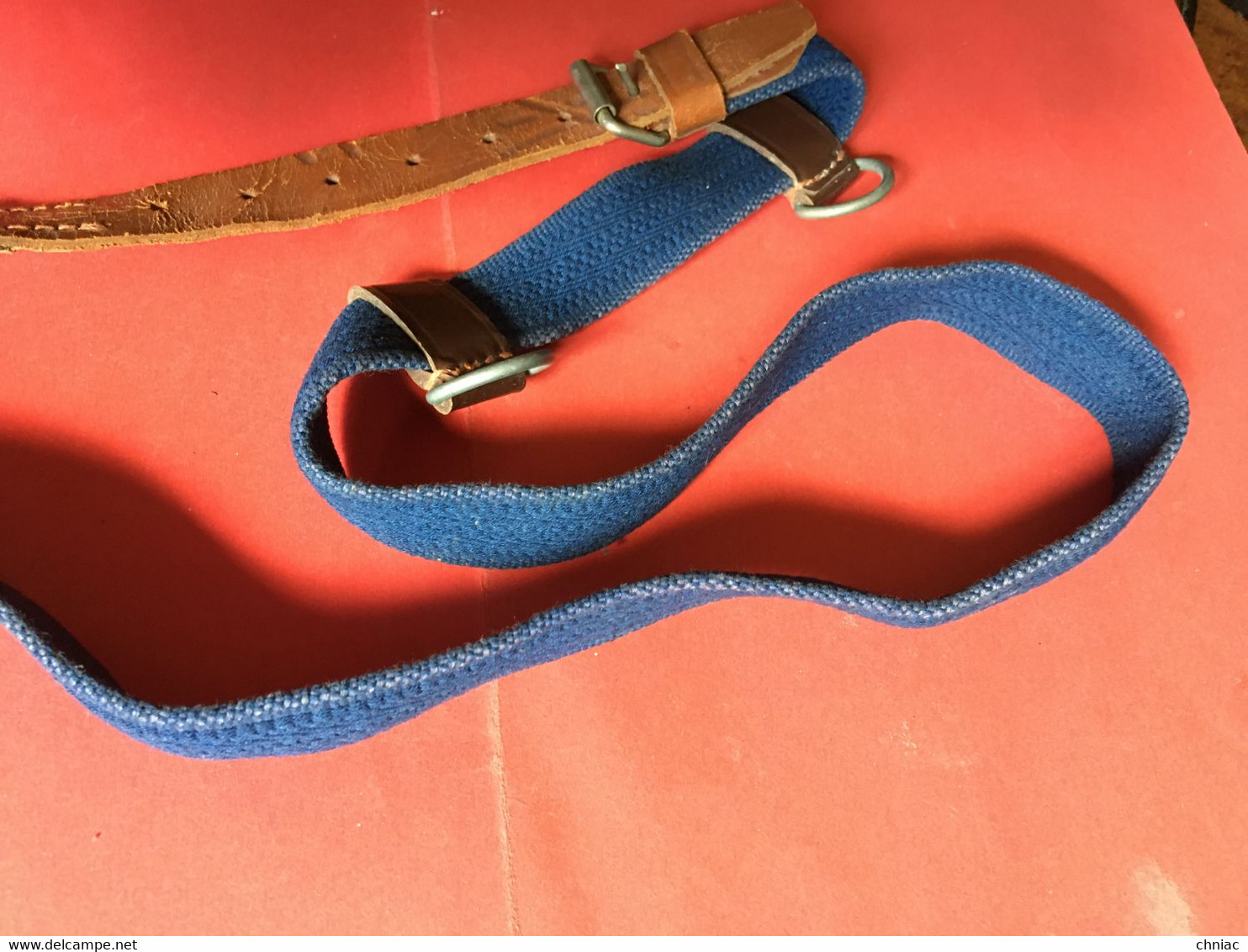 CEINTURE MILITAIRE PORTE-DAGUE OU PORTE-EPEE EN CUIR ET TISSU – TRES BON ETAT - Messen