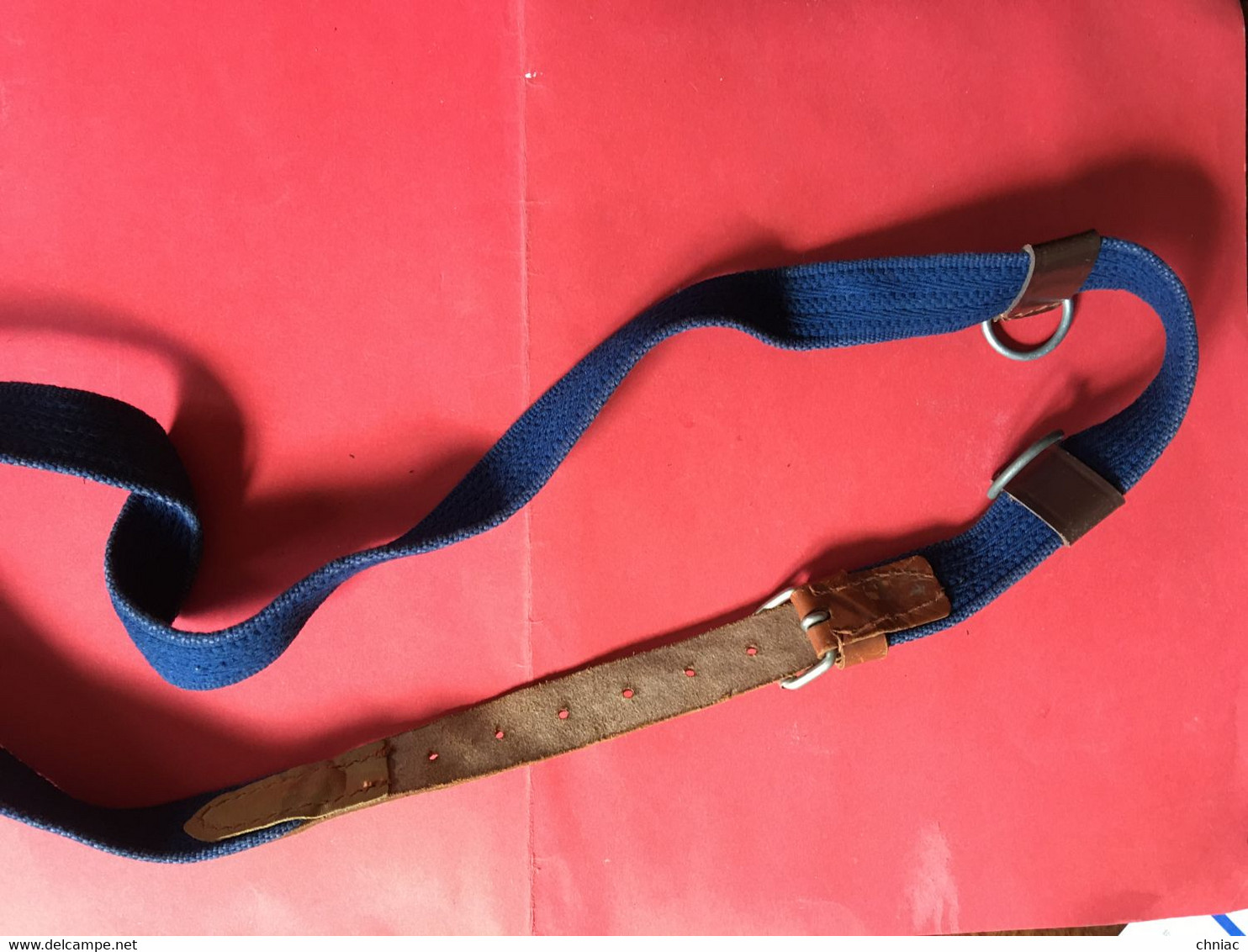 CEINTURE MILITAIRE PORTE-DAGUE OU PORTE-EPEE EN CUIR ET TISSU – TRES BON ETAT