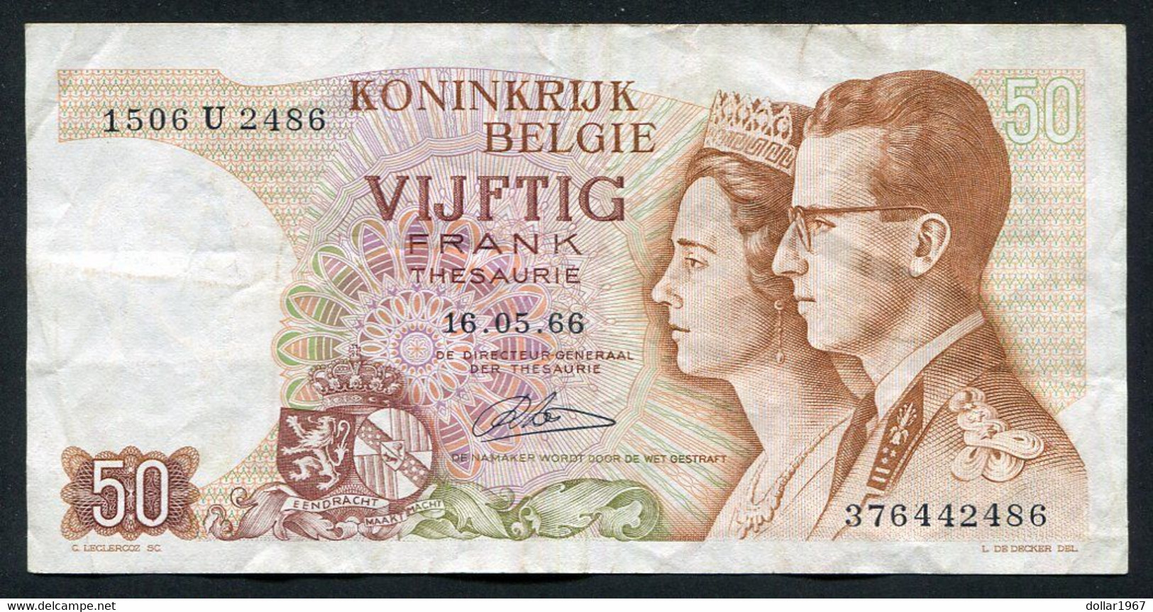België 50 Frank 14-5- 1966 -NO:  1506 U 2486 - 50 Francs