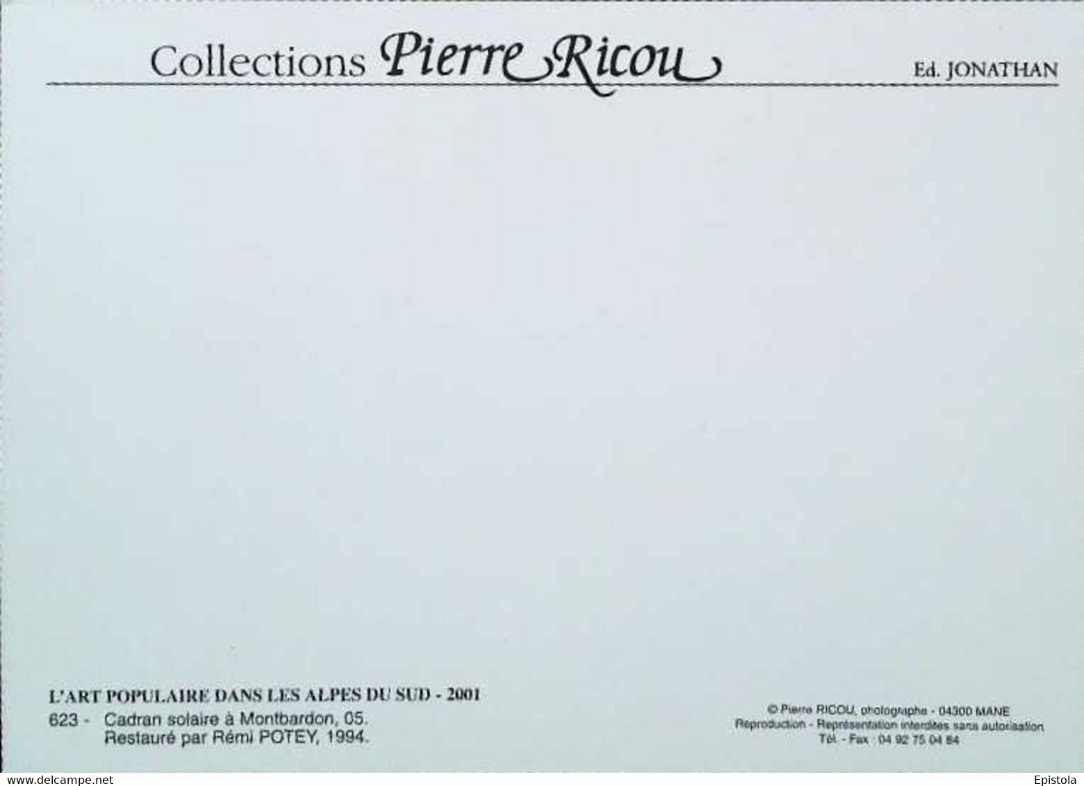 ►   Carte Postale CADRAN SOLAIRE - SUND Montbardon Restauré Par Rémi Potey  2001 ,     Sundial   Collection Pierre Ricou - Autres & Non Classés