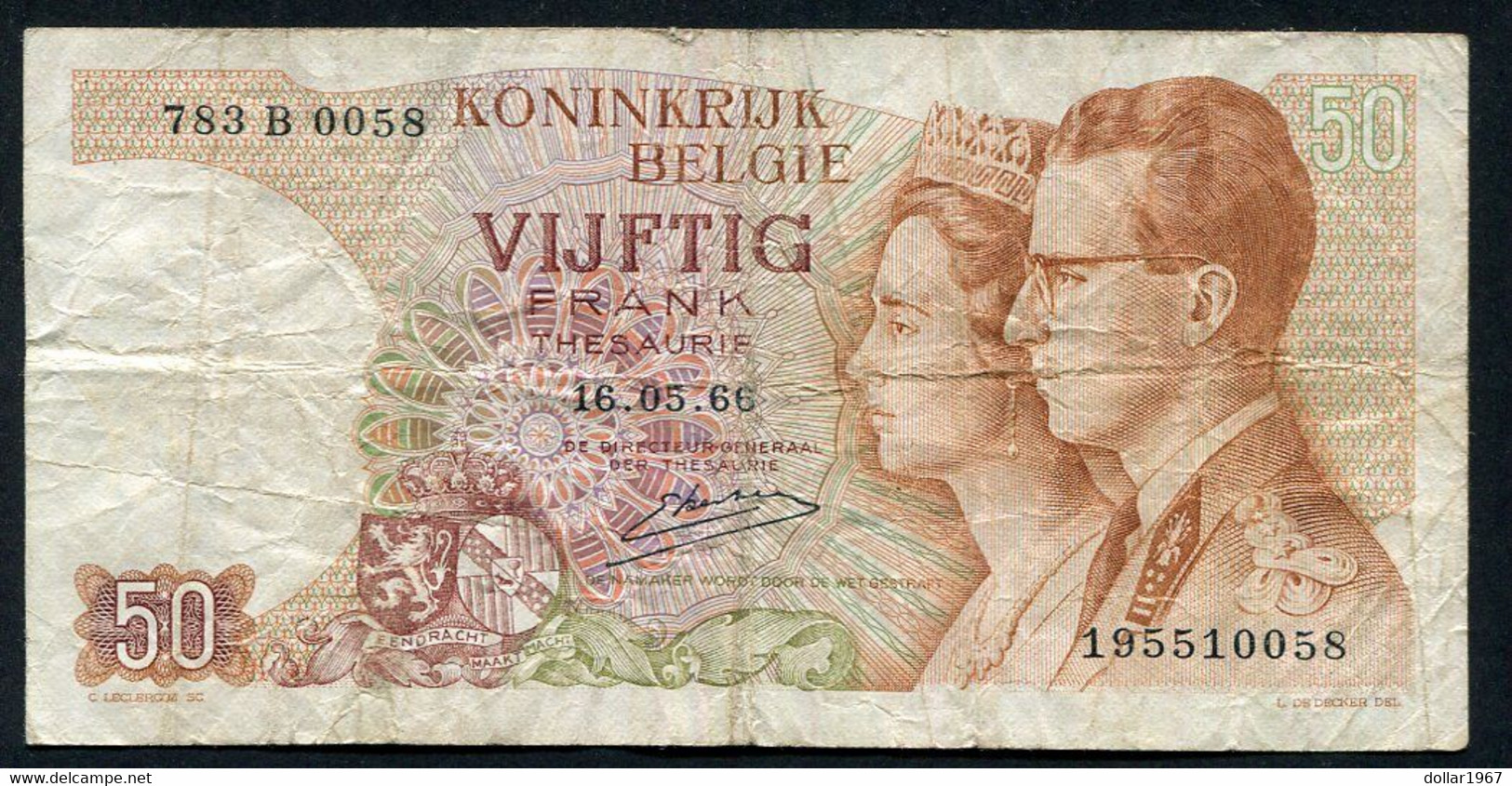 België 50 Frank 14-5- 1966 -NO:  554  F  7835 - 50 Franchi