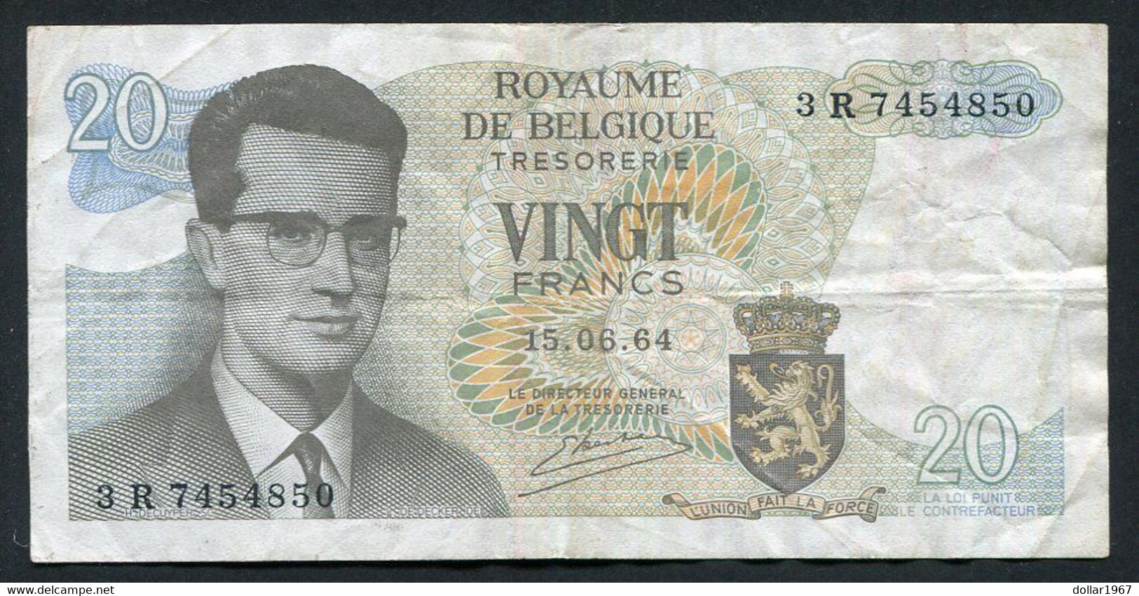 België Belgique Belgium 15 06 1964 -  20 Francs Atomium Baudouin.  3 R 7454850 - 20 Francos