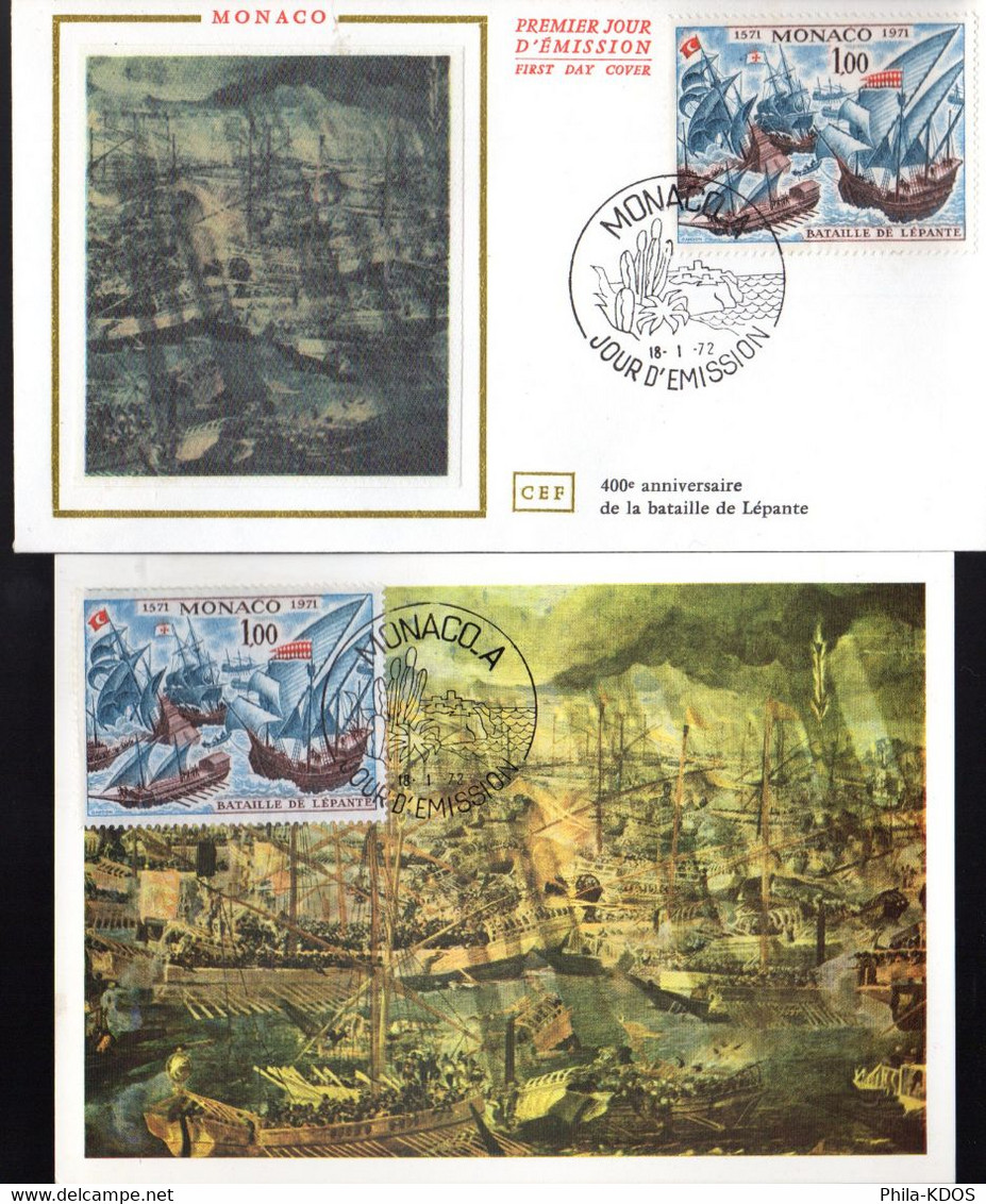 &#9989; " 400 ANS DE LA BATAILLE DE LEPANTE " Sur LOT (Enveloppe 1er Jour Et Carte Maximum) De 1972 N° YT 870. FDC CM - Militares