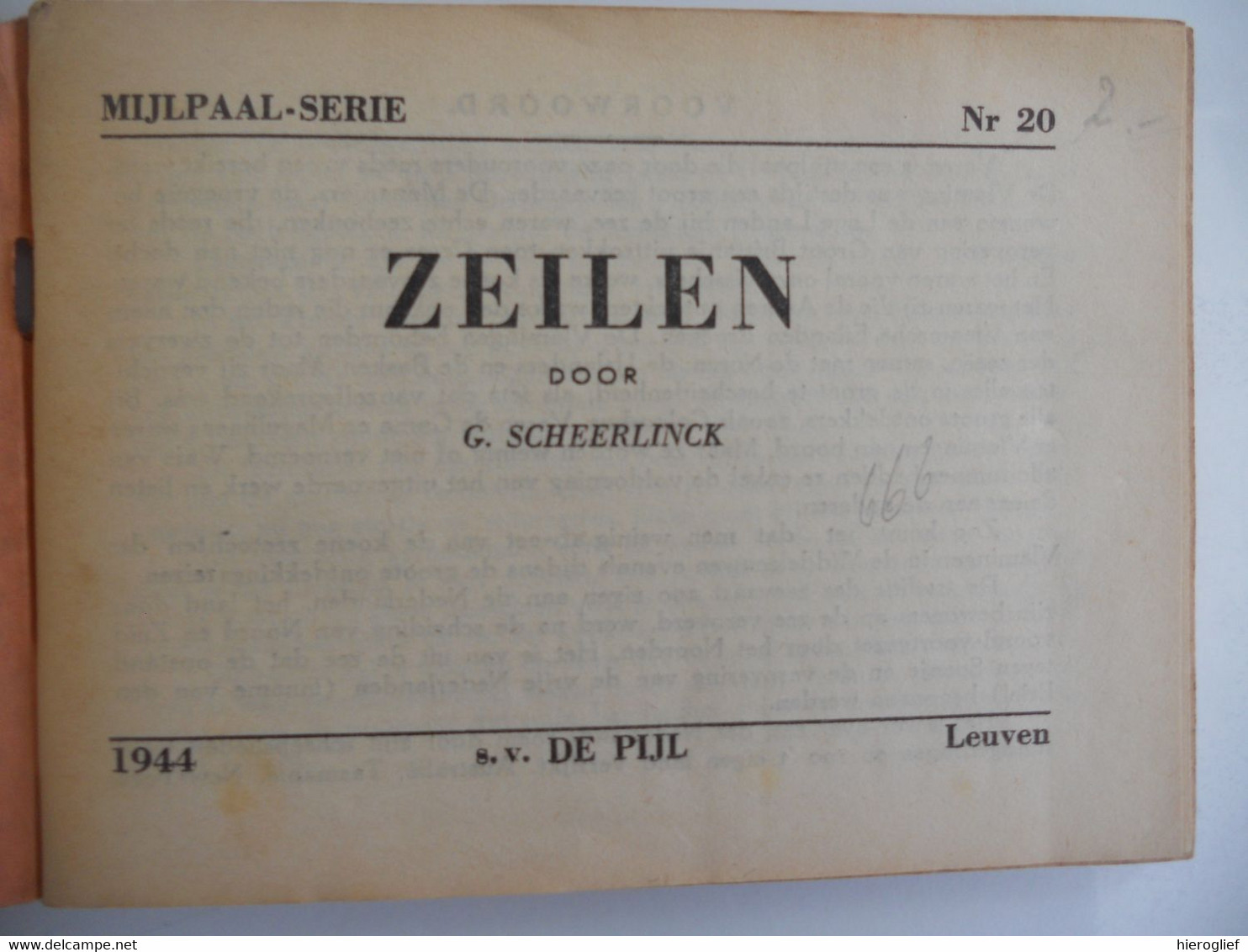 ZEILEN Door G. Scheerlinck Leuven De Pijl ZEILBOOT BOOT ZEILSCHIP SCHIP VAREN Watersport Reven - Antique