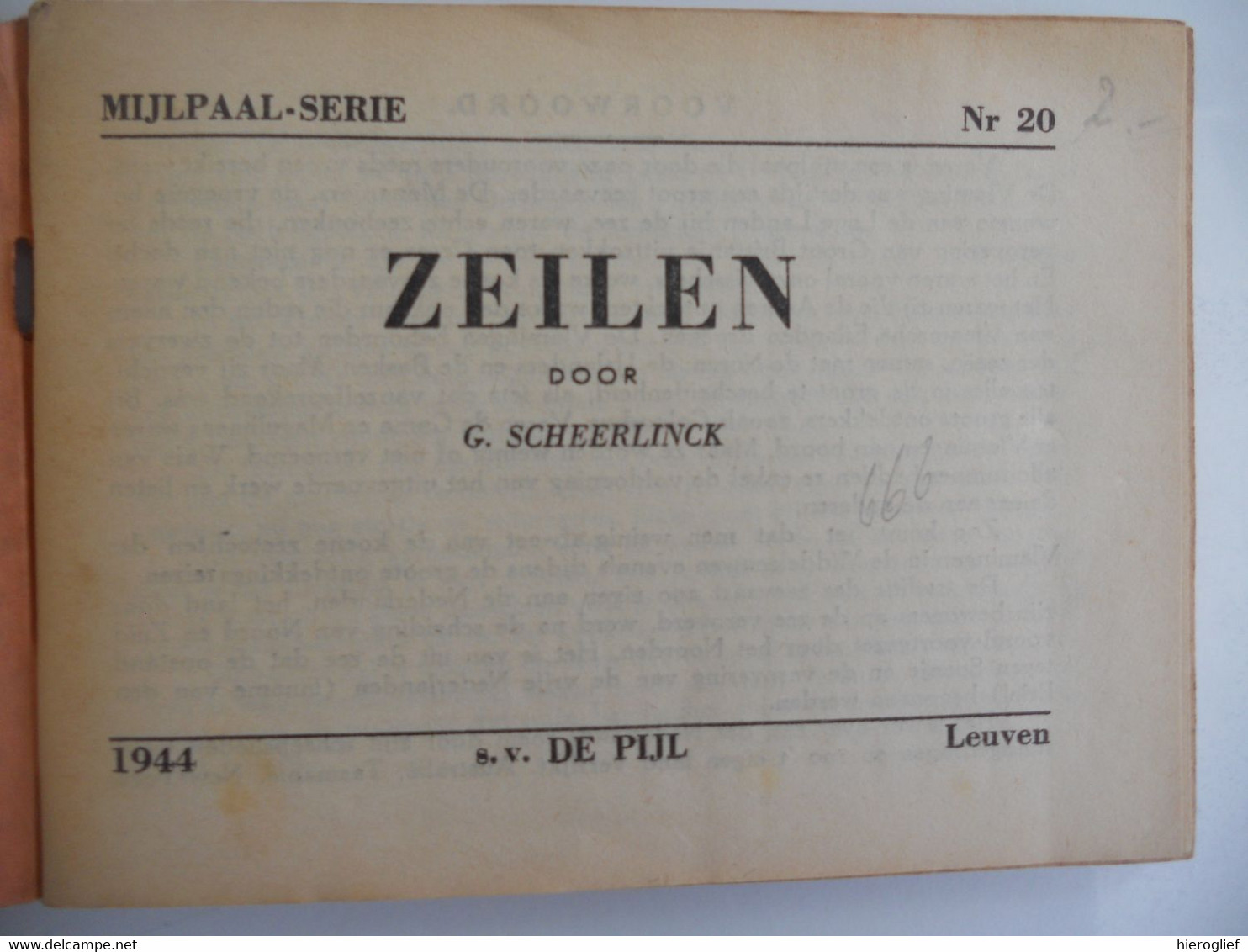 ZEILEN Door G. Scheerlinck Leuven De Pijl ZEILBOOT BOOT ZEILSCHIP SCHIP VAREN Watersport Reven - Anciens