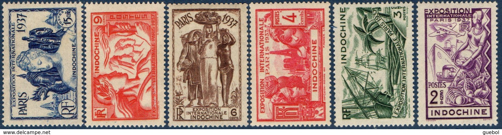 Détail De La Série Exposition Internationale De Paris * Indochine N° 193 à 198 - 1937 Exposition Internationale De Paris