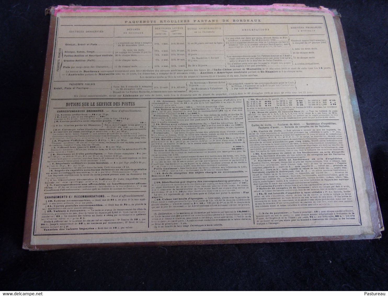 Almanach des Postes .Calendrier 1904. Département de la Gironde.Imprimerie Oberthür à Rennes.Cueillette des Poires .8 sc