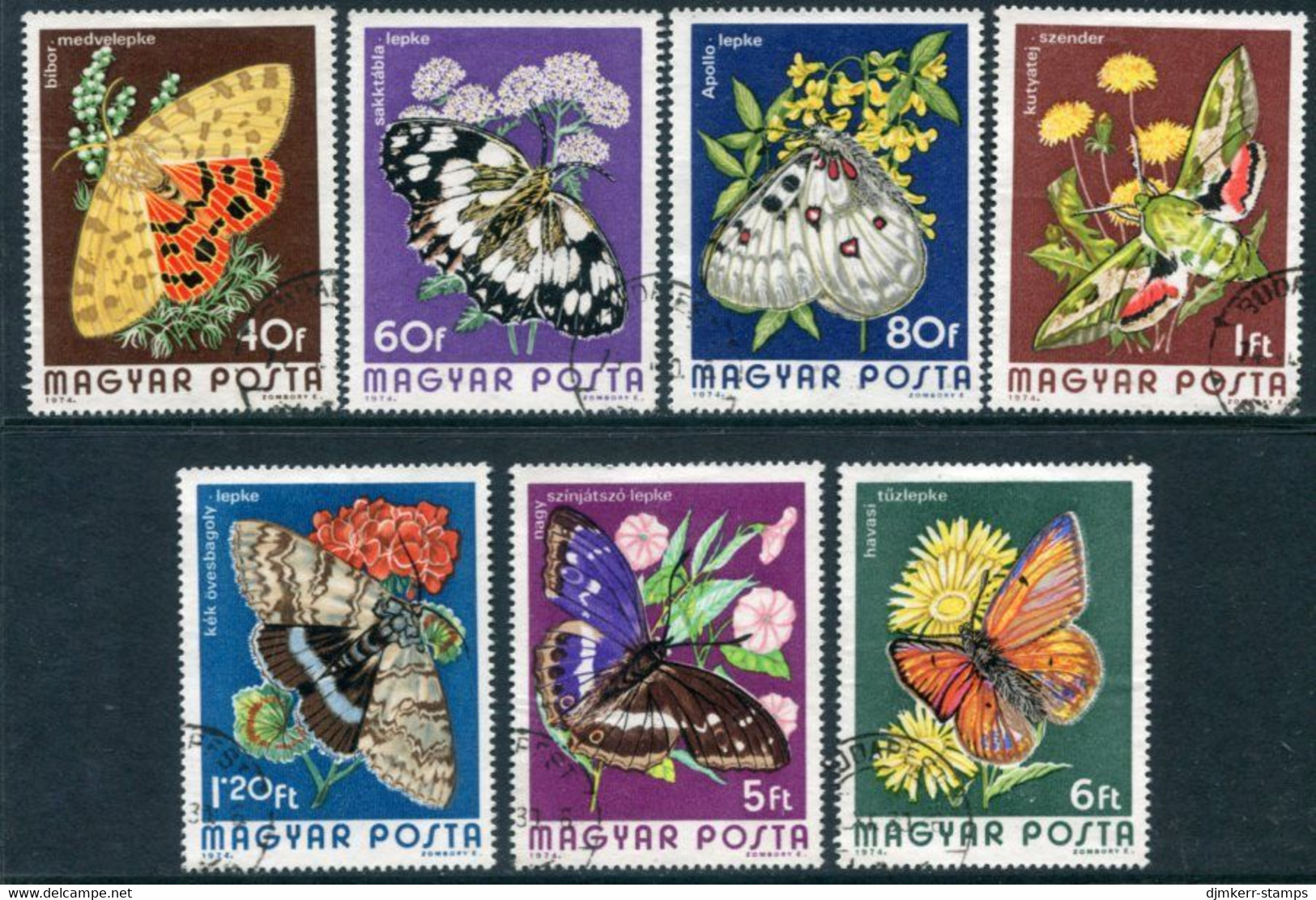 HUNGARY 1974 Butterflies Used.  Michel 2994-3000 - Oblitérés