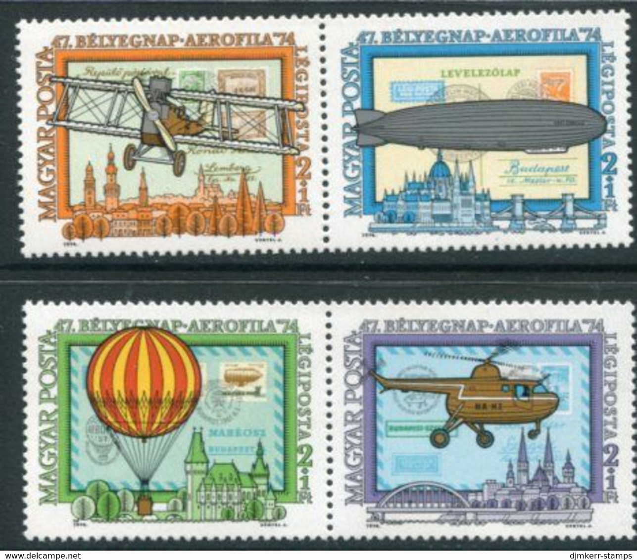 HUNGARY 1974 AEROFILA Stamp Exhiibition MNH / **.  Michel 2986-89 - Nuovi