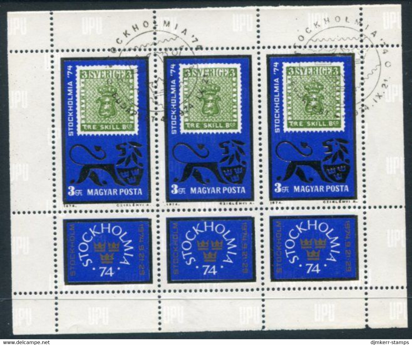 HUNGARY 1974 STOCKHOLMIA Stamp Exhibition Sheetlet Used.  Michel 2981 Kb - Blokken & Velletjes