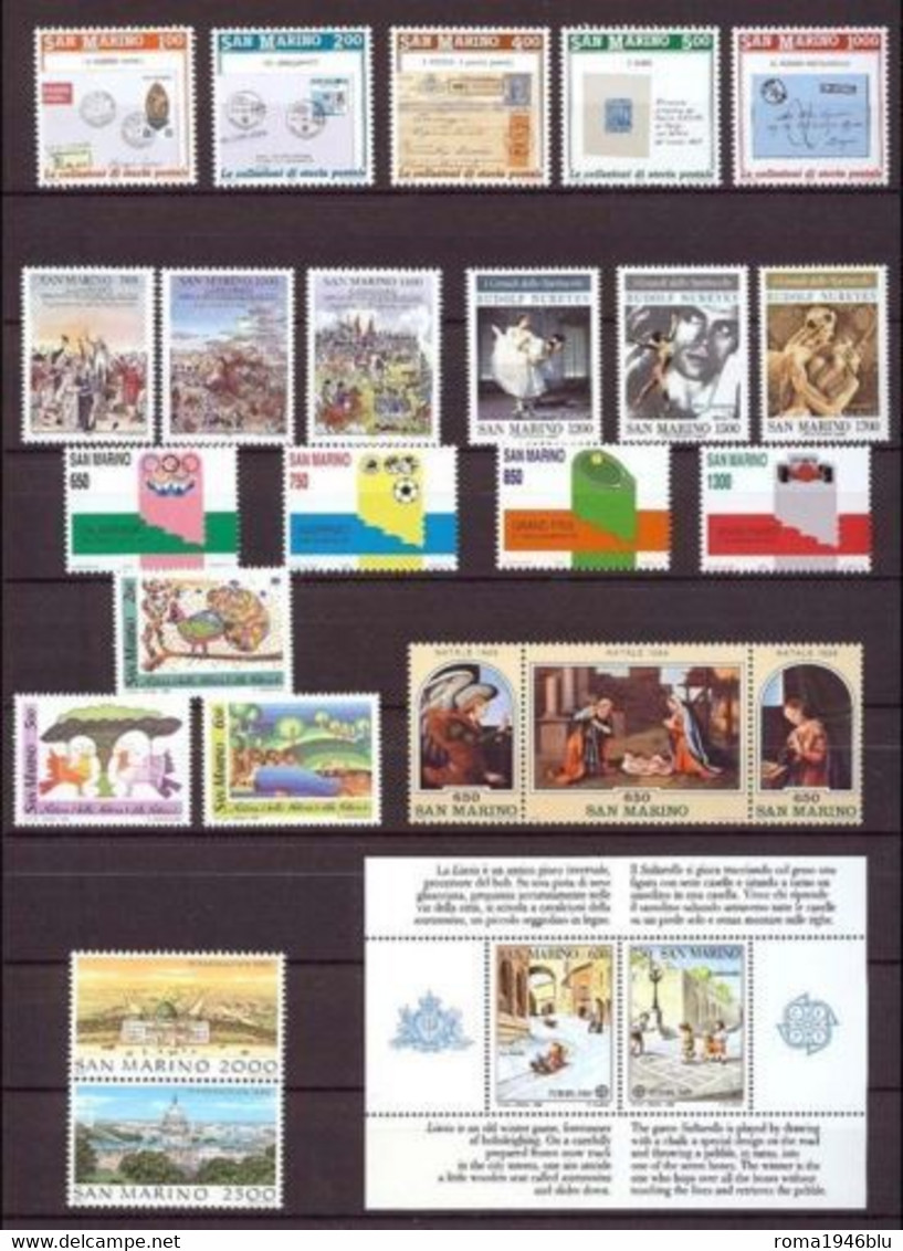 SAN MARINO 1989 ANNATA COMPLETA ** MNH - Annate Complete