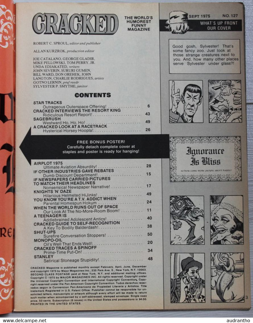 Ancien Magazine Bd CRACKED N°127 Septembre 1975 Star Trek En Anglais - Other Publishers