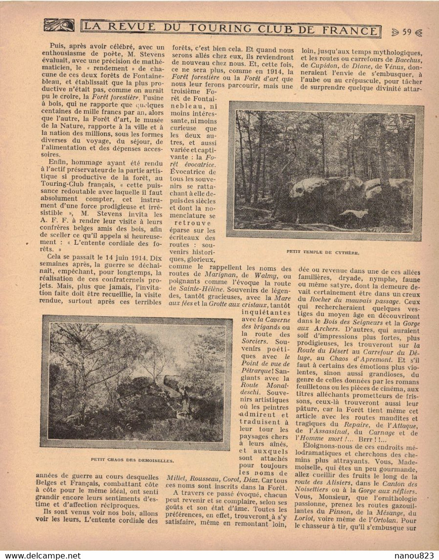 LA REVUE DU TOURING CLUB DE FRANCE 331 1922 MOUSTIERS MENNETOU ACORTA ANTIOCHE TEL KALAT LAUTARET RIBEAUVILLE LES BAUX