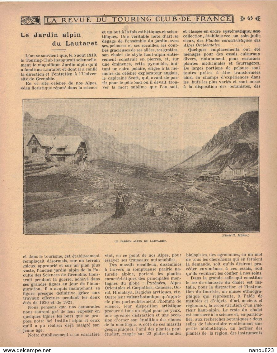 LA REVUE DU TOURING CLUB DE FRANCE 331 1922 MOUSTIERS MENNETOU ACORTA ANTIOCHE TEL KALAT LAUTARET RIBEAUVILLE LES BAUX