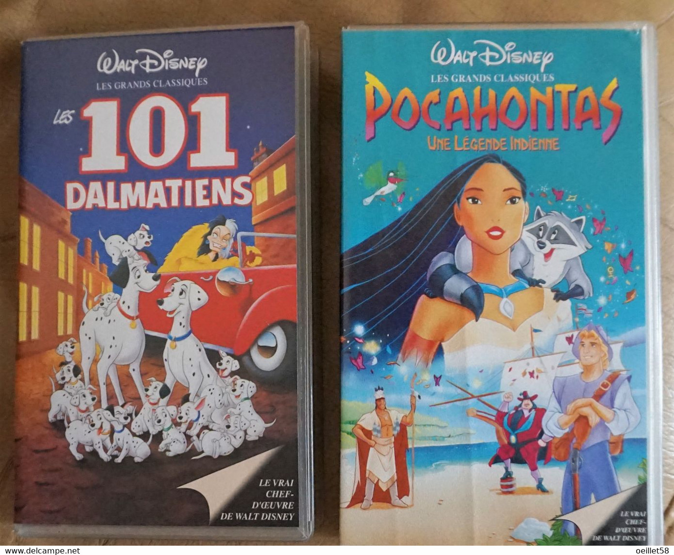 Lot De 2 Cassettes Vidéos VHS - Pocahontas + Les 101 Dalmatiens - Dessins Animés