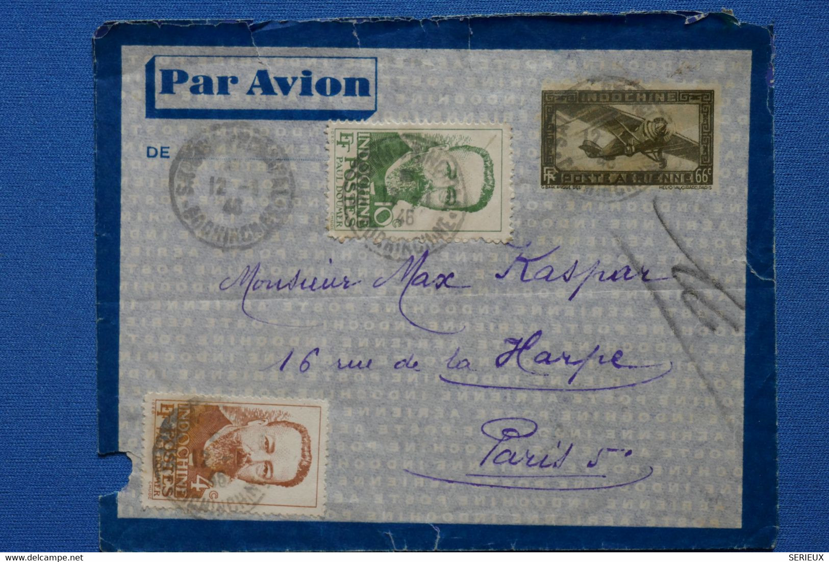 V1 INDO CHINA BELLE LETTRE  1946 COCHINCHINE POUR  PARIS  FRANCE  +INDOCHINE  AFFRANCH. PLAISANT - Posta Aerea