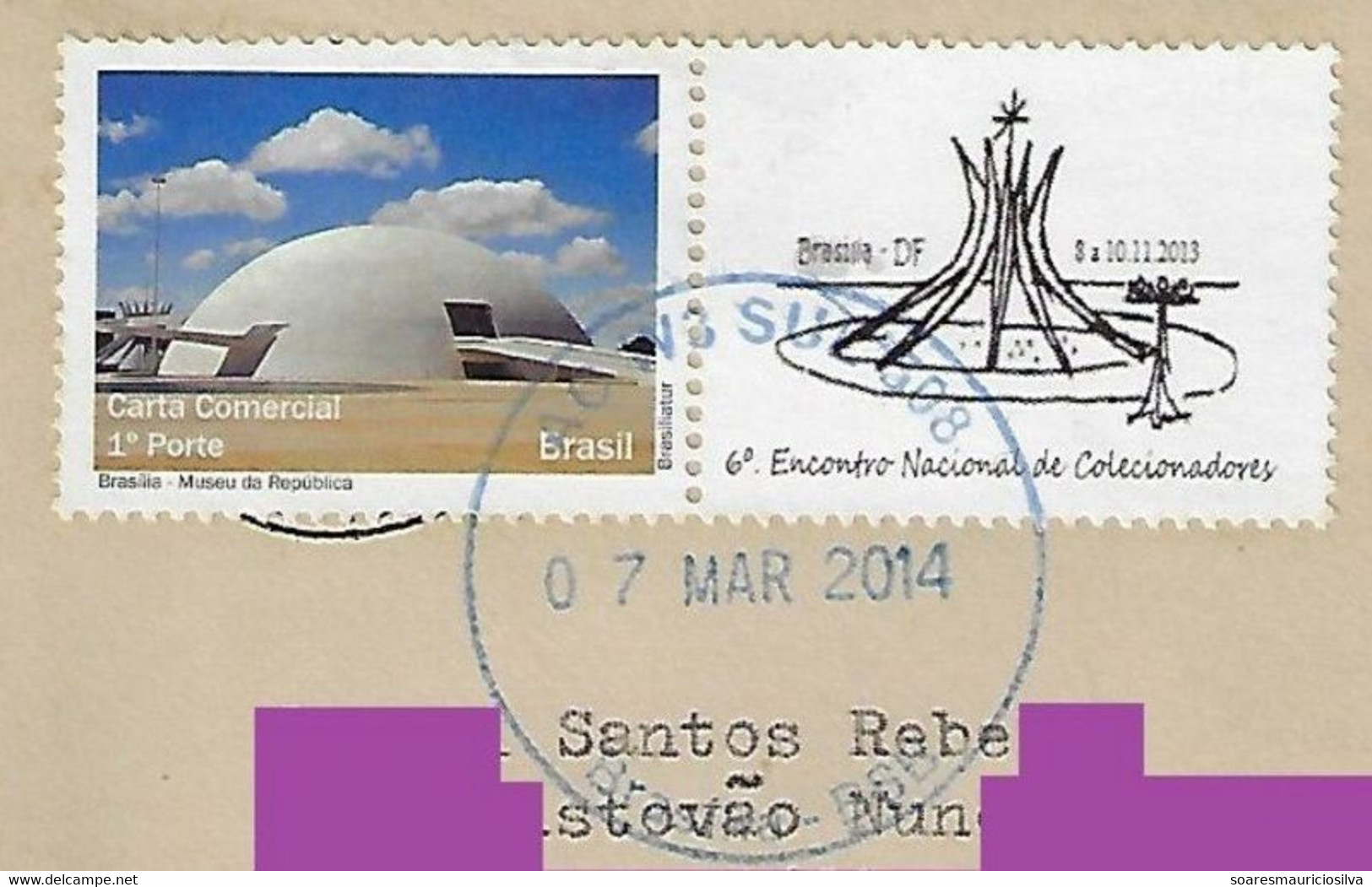 Brazil 2014 Cover Personalized Stamp RHM-C-2946 6th National Collecting Meeting With Image Of The Cathedral Of Brasília - Gepersonaliseerde Postzegels