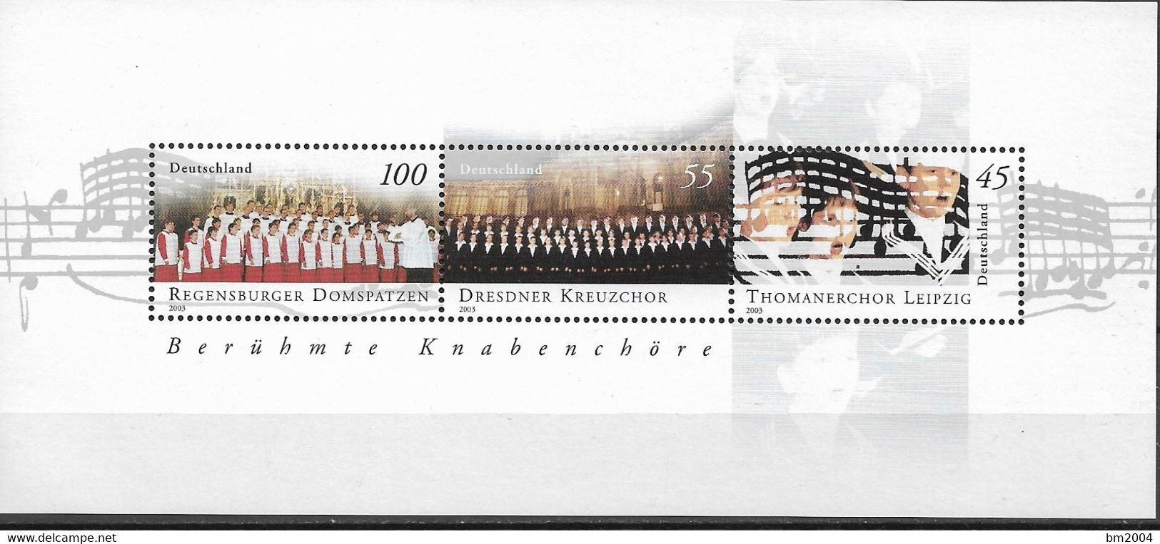 2003  Deutschland   Germany  Mi. Bl. 61 **MNH  Berühmte Knabenchöre - Unused Stamps