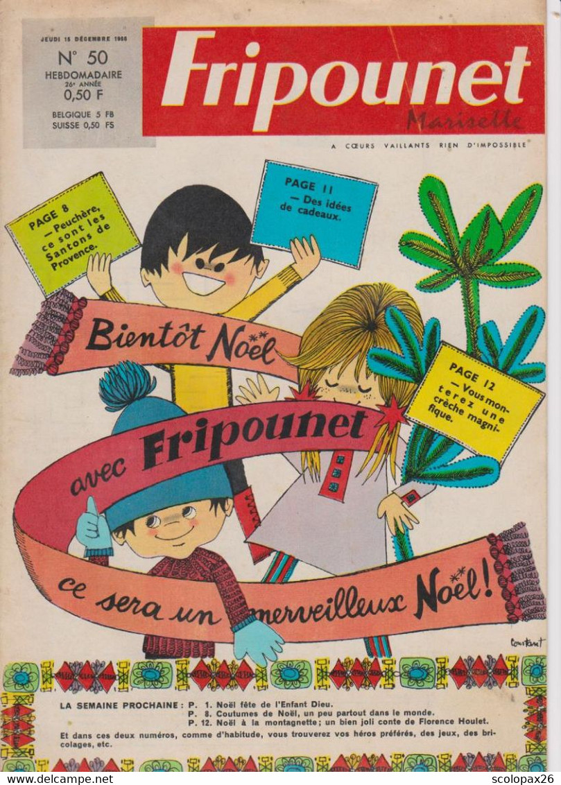 Fripounet Marisette N° 50 Du 15 Décembre 1966 Les Santons - Fripounet